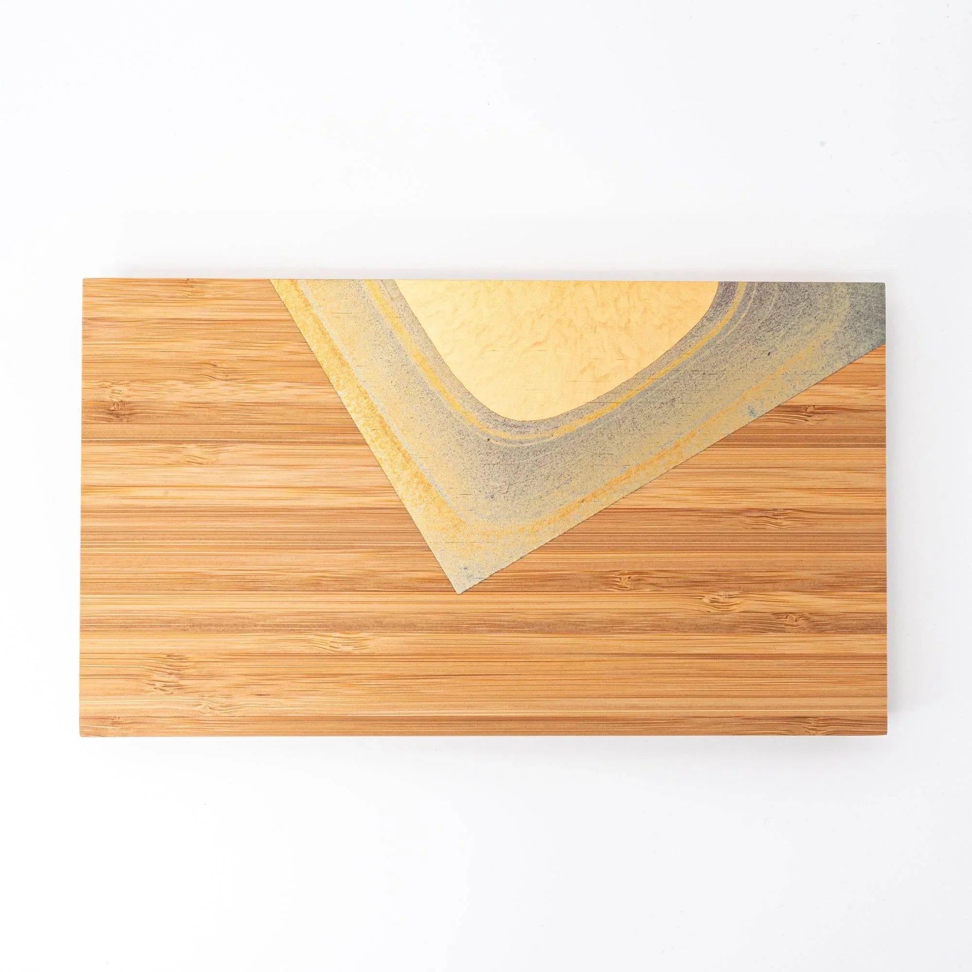 Bamboo Rectangular Pen Tray with Gold Leaf bamboo wood construction with hand-applied gold leaf accent