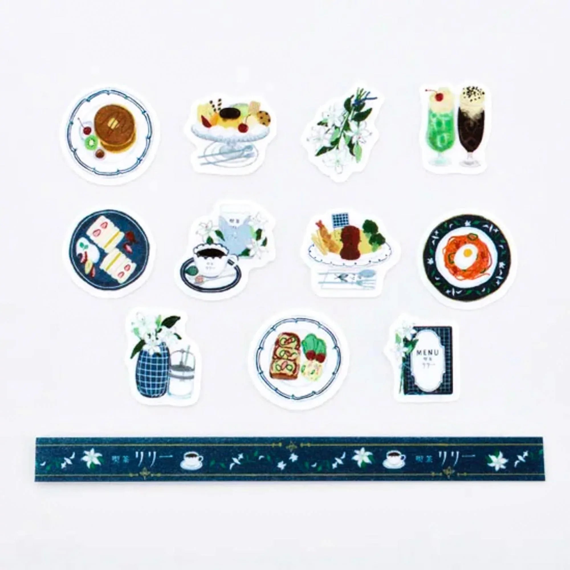Japanese washi tape stickers Cafe Lily Washi Sticker Roll and Tape Set - Bande, Bande self-adhesive roll