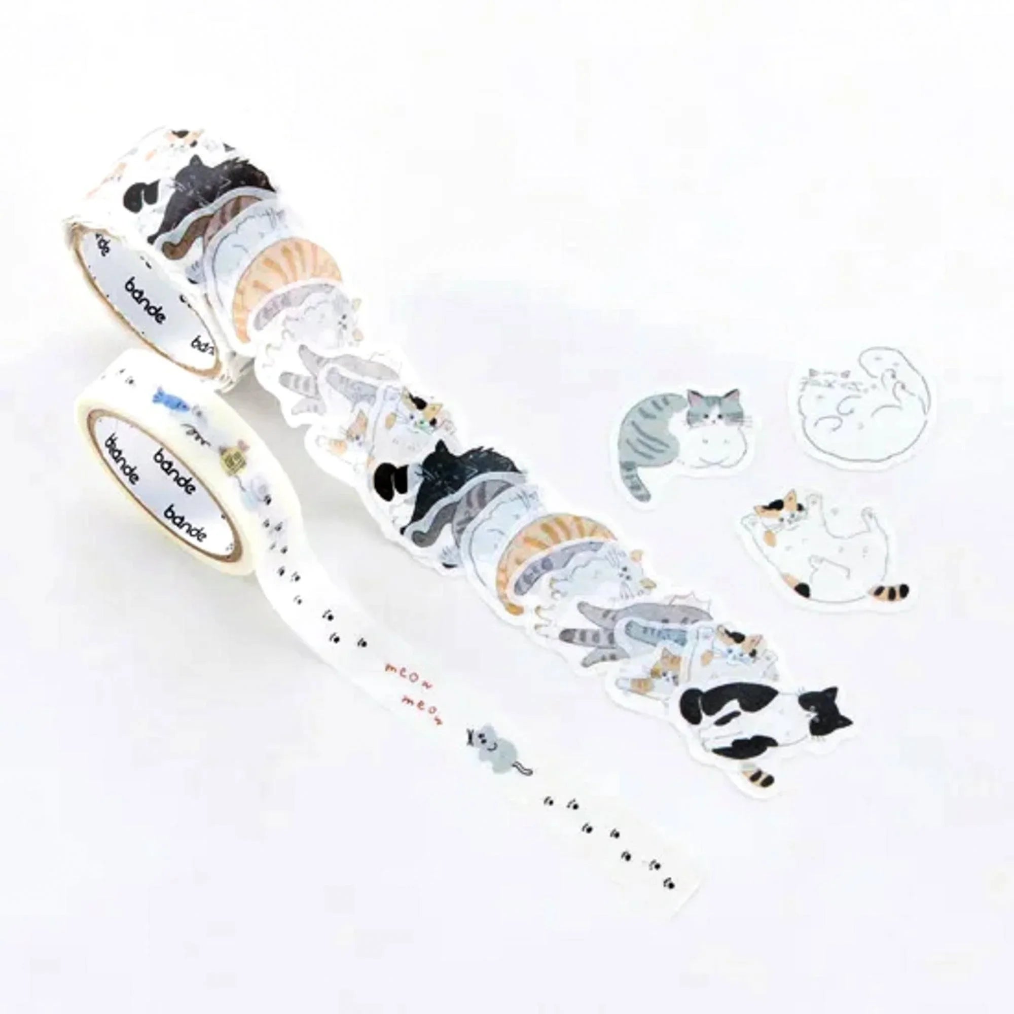 Chill Cat Stroll Washi Sticker Roll and Tape Set - Bande