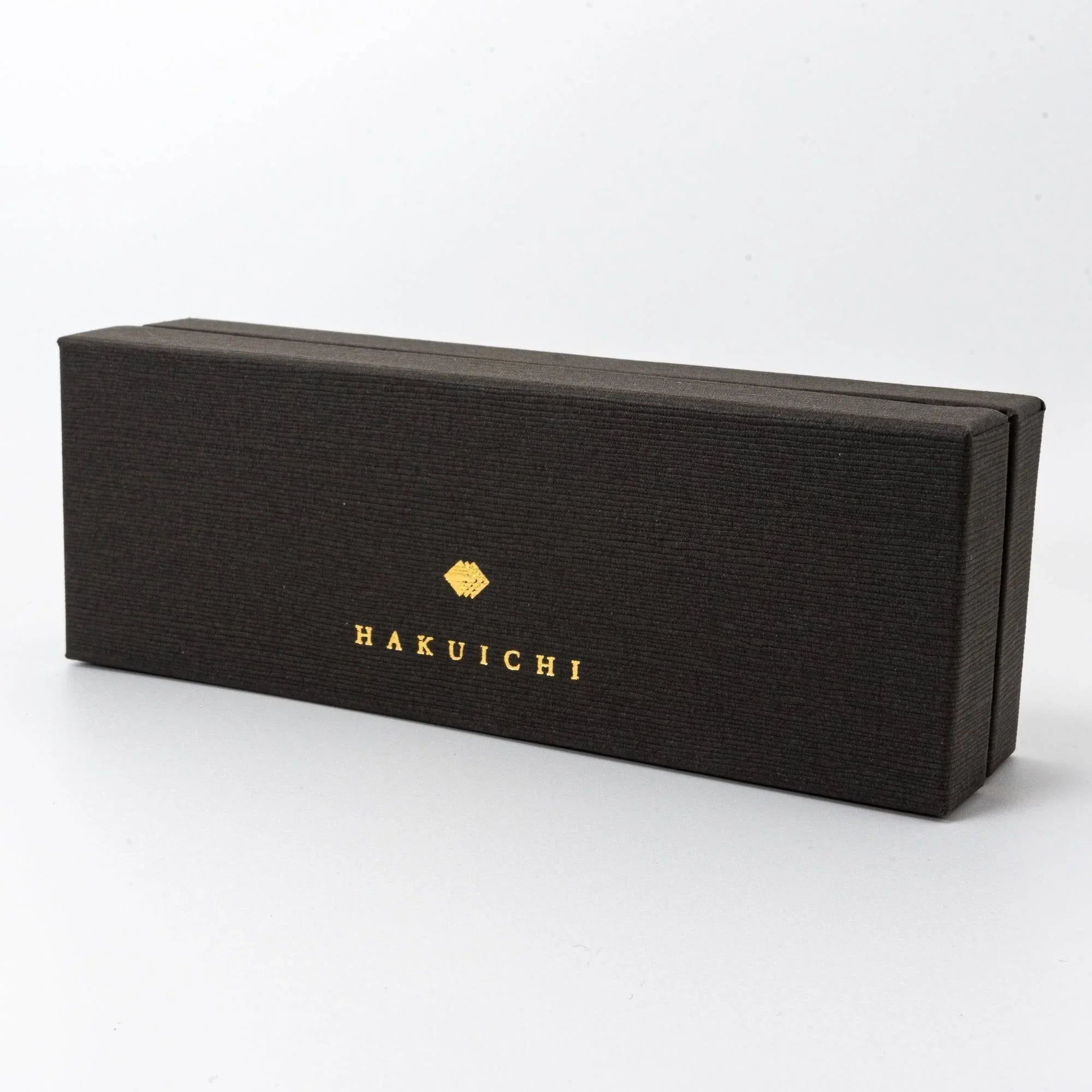 Japanese black ballpoint pen kraft presentation box with cream tissue lining, gift wrap style packaging