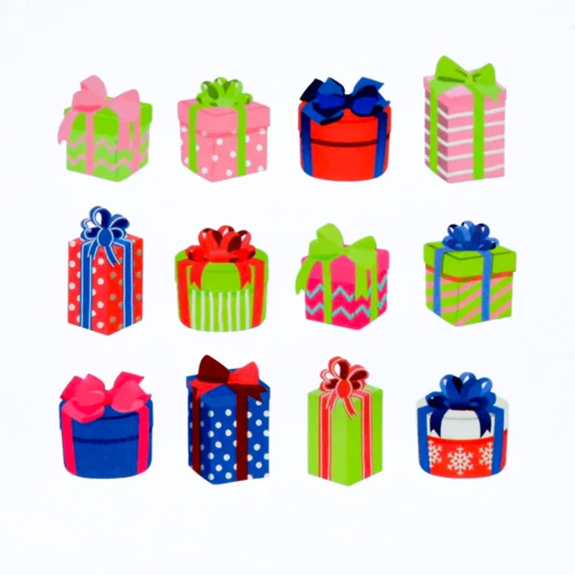 Close-up of Gift II Washi Tape showcasing intricate gift box stickers with vibrant colors and detailed artistry.