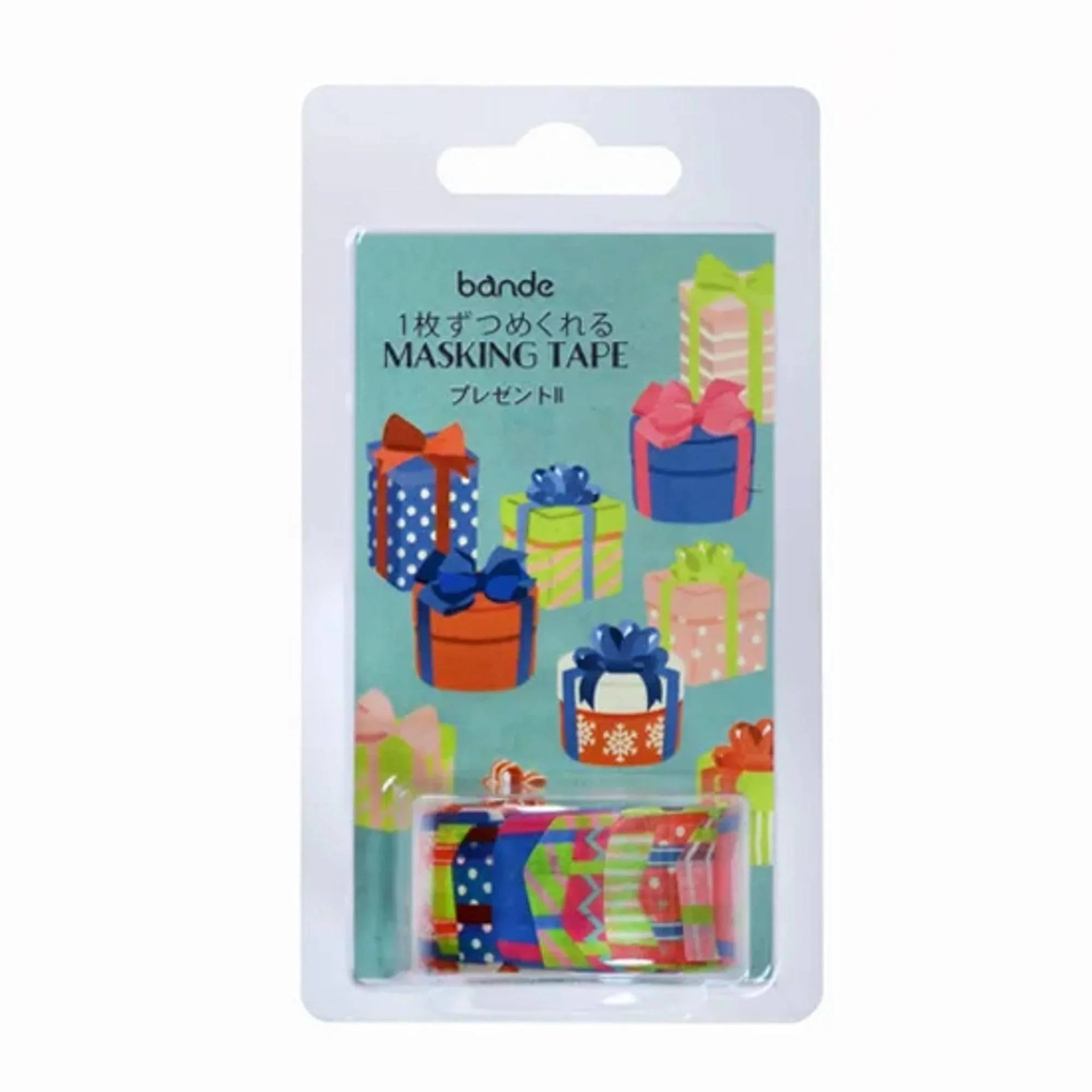 Bande Gift II washi tape sticker design detail showing red gift with decorative bow pattern Japanese