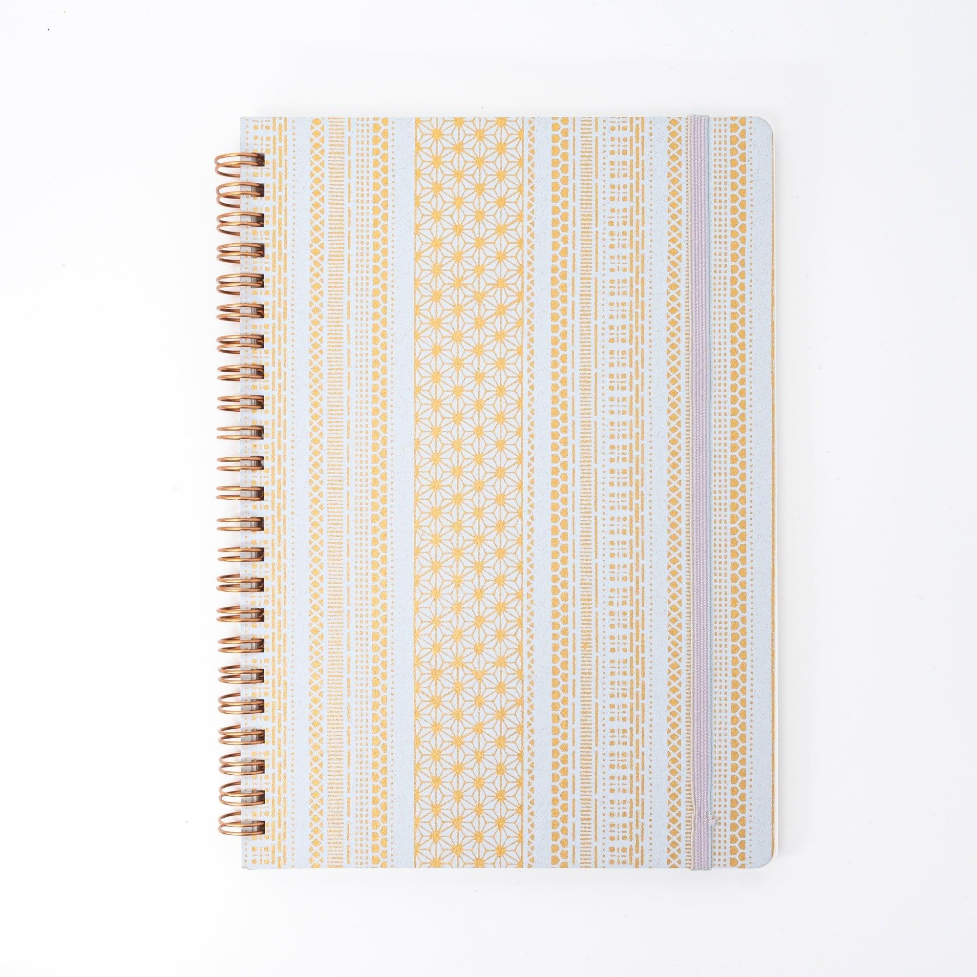 Japanese traditional pattern notebook A5 size with golden ornate details and binding with traditional Japanese craftsmanship