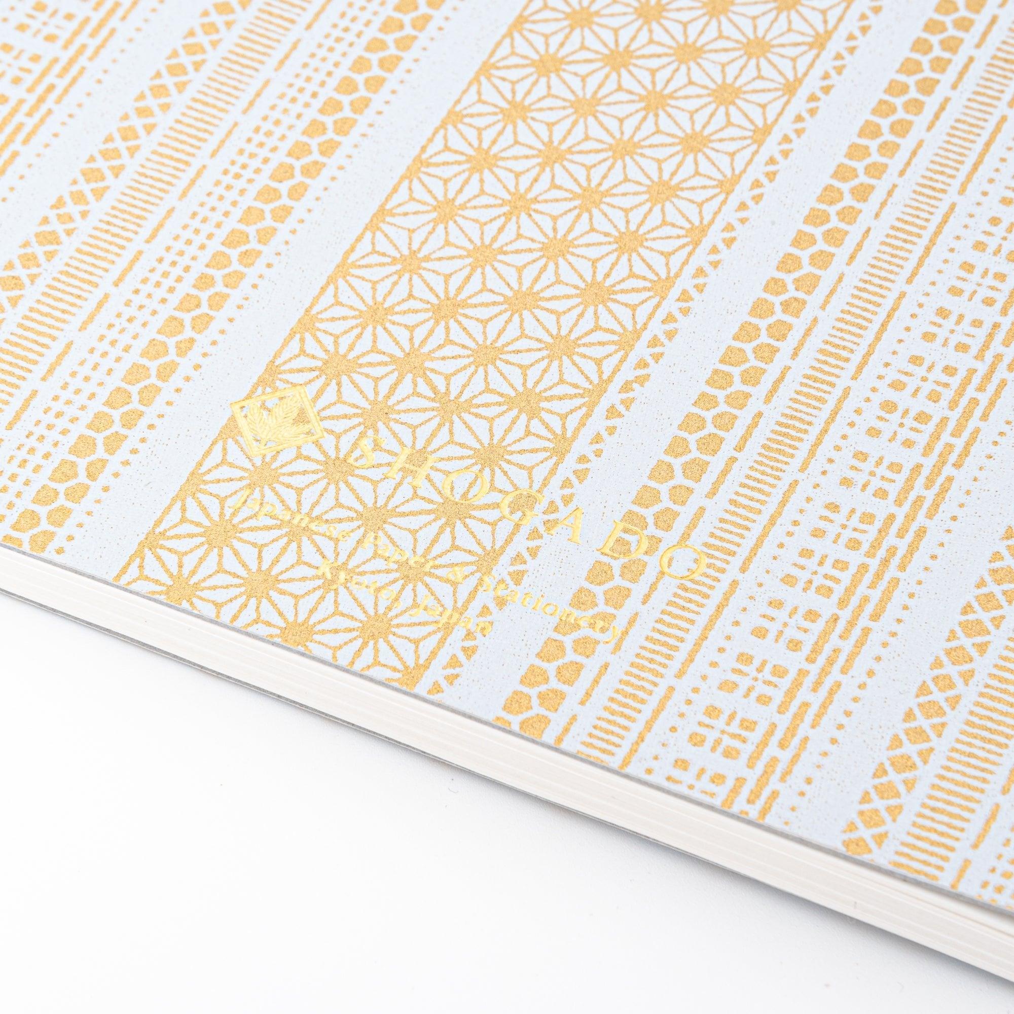 A5 notebook with golden Japanese traditional pattern, spiral bound with cover with traditional Japanese craftsmanship