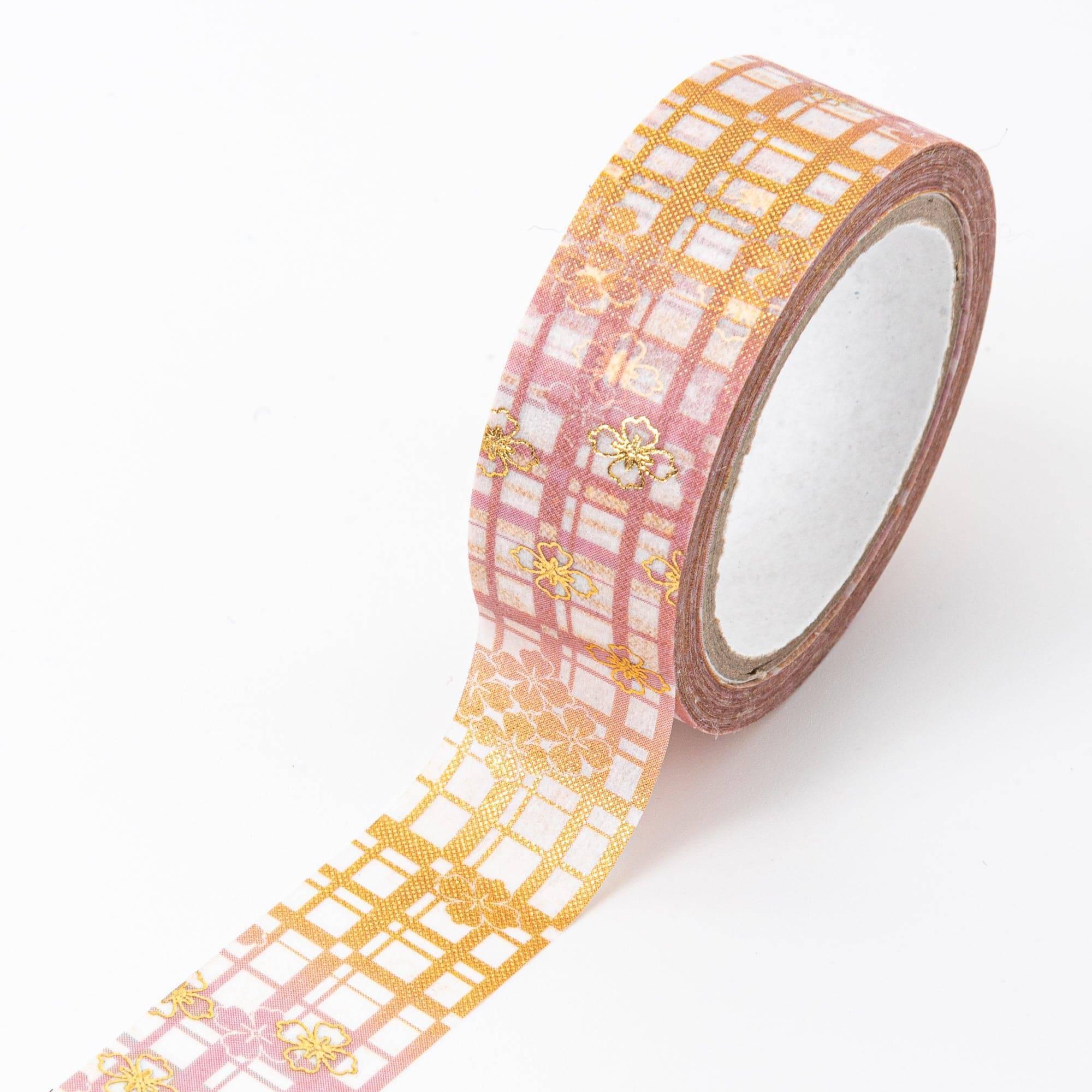 Floral Lattice Iyo washi tape close-up angle showing detailed traditional kimono-inspired pattern textile work