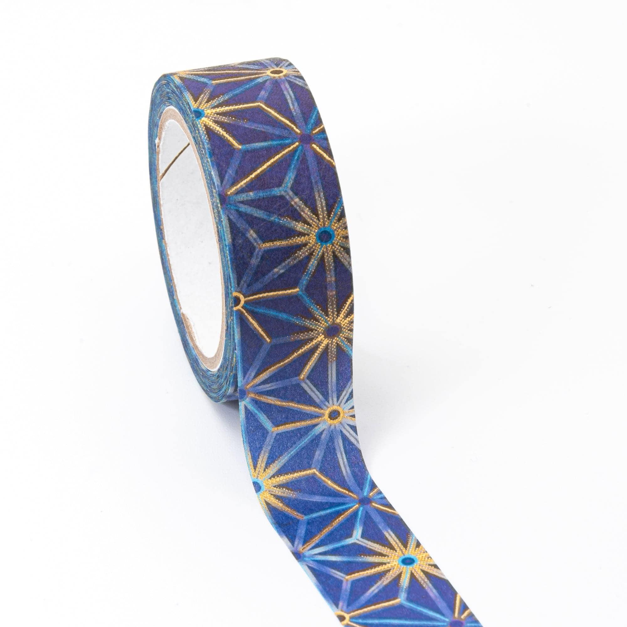 Hemp Leaf Iyo washi tape flat overhead view of the traditional geometric Japanese textile pattern design