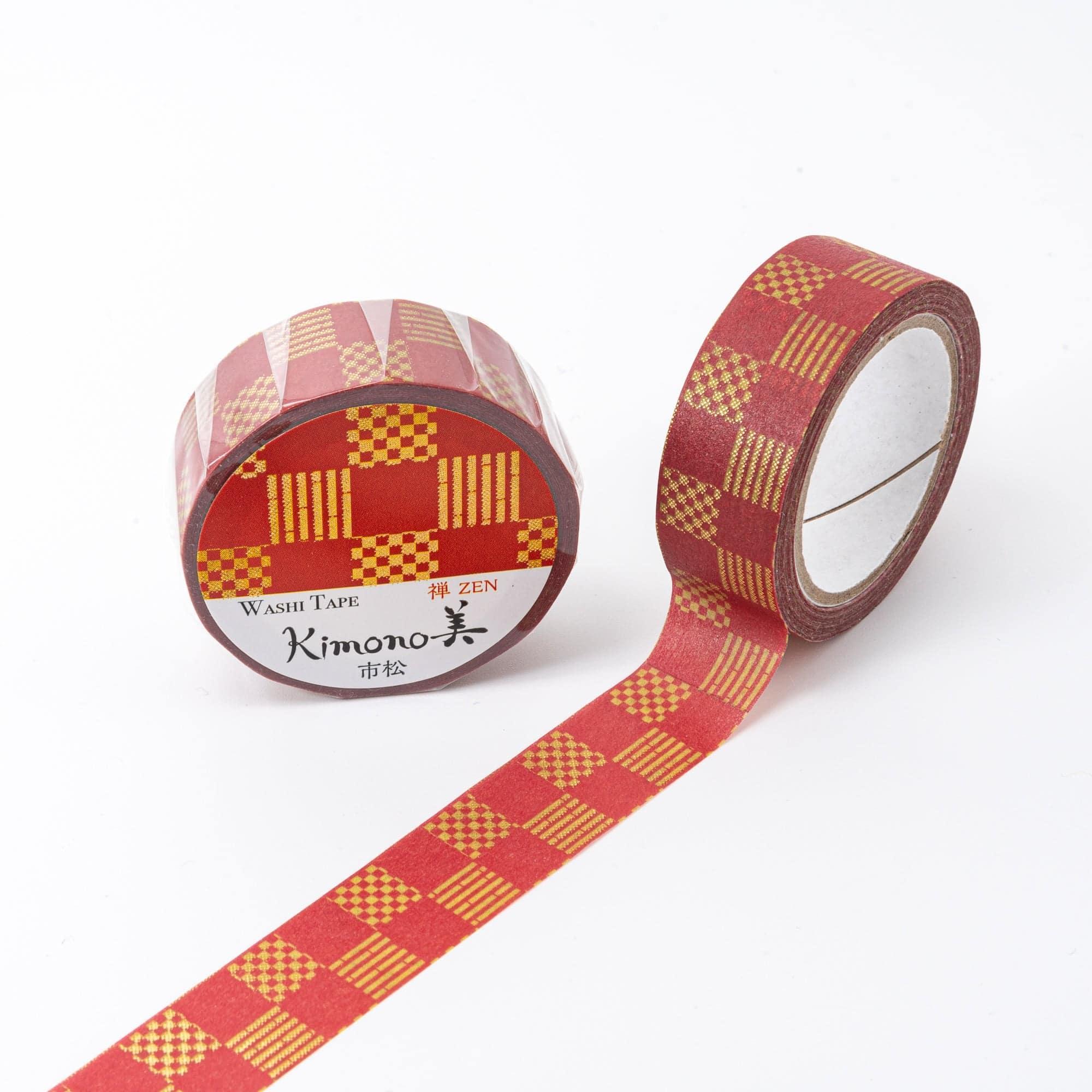 Kimono Beauty Ichimatsu Iyo washi tape roll with classic geometric checkered ichimatsu Japanese pattern