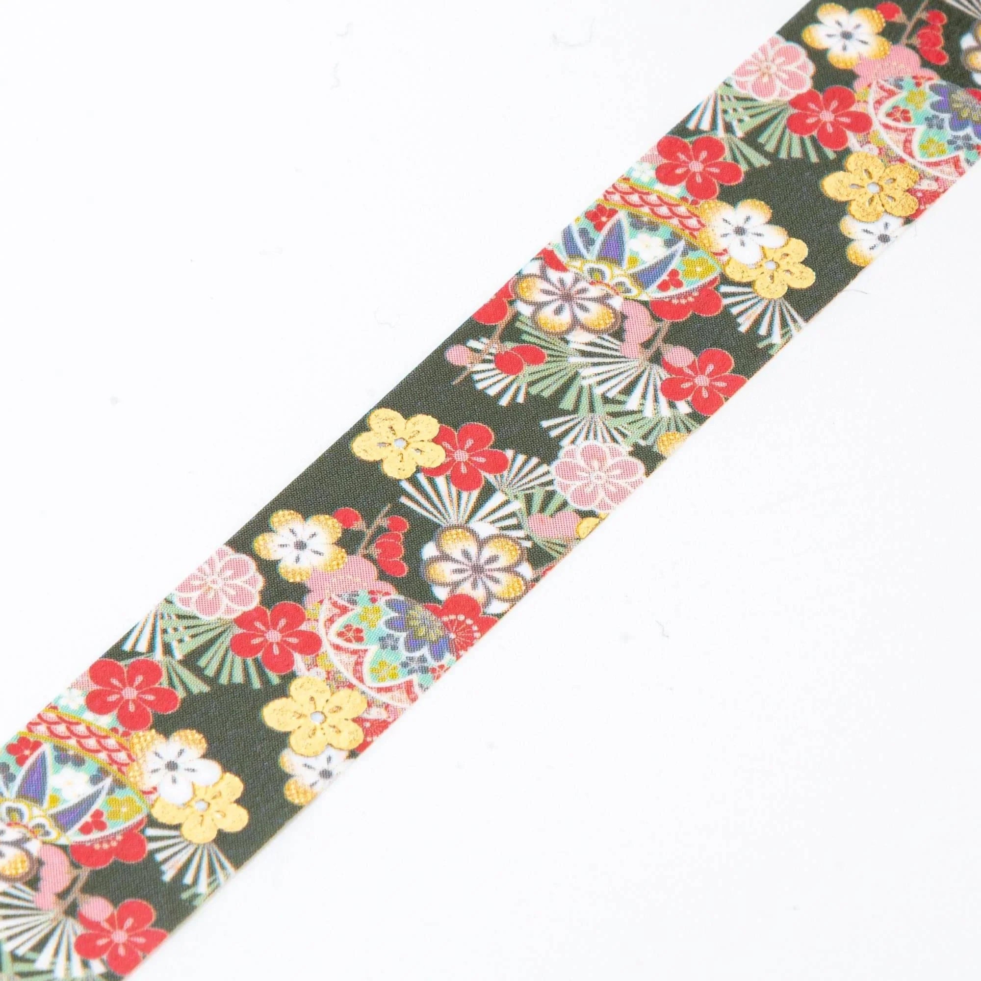 Temari Plum Japanese washi tape detailed view showing ornamental temari ball pattern Japanese textile