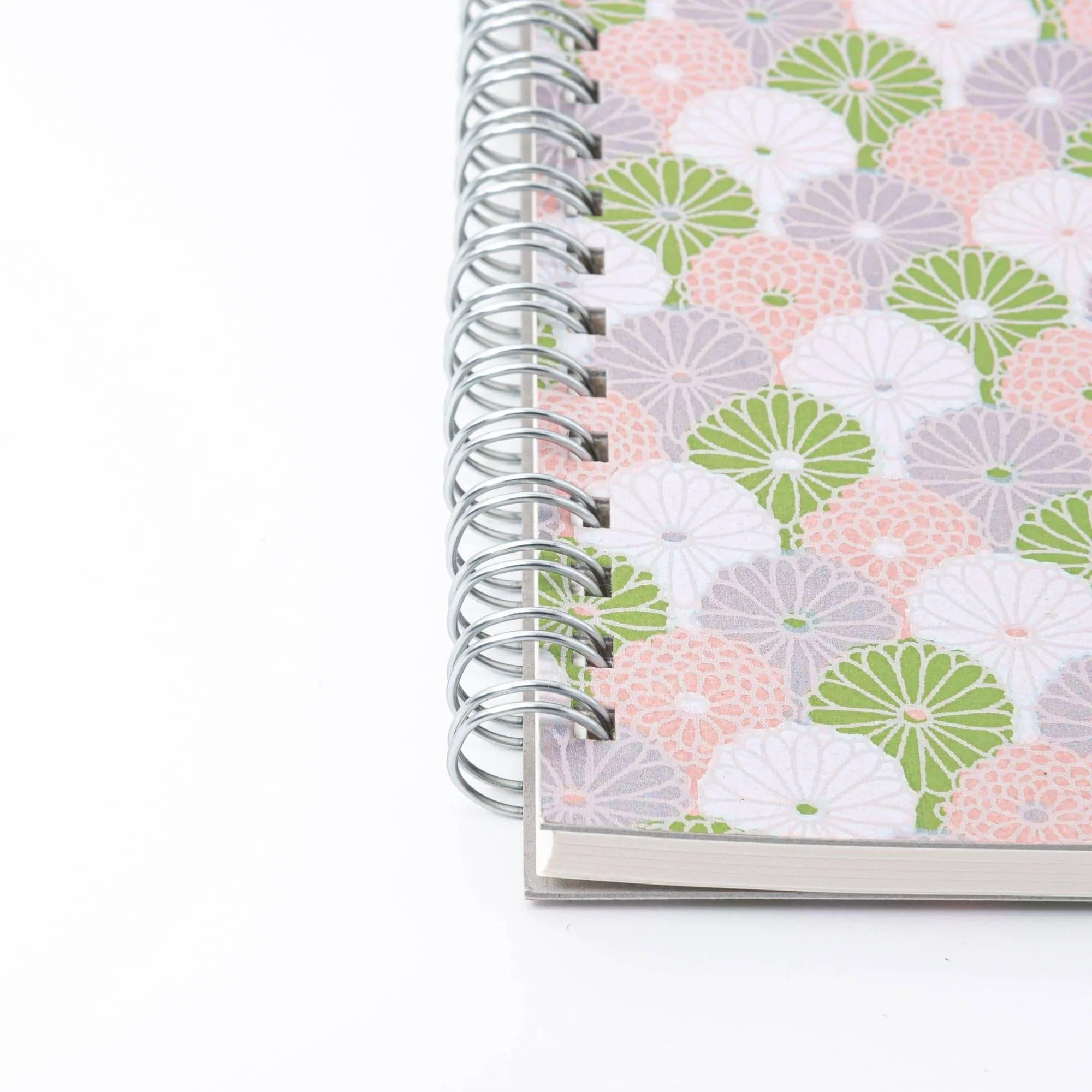 A5 notebook with lavender mist Yuzen washi, pastel chrysanthemum hand-dyed pattern with traditional Japanese craftsmanship