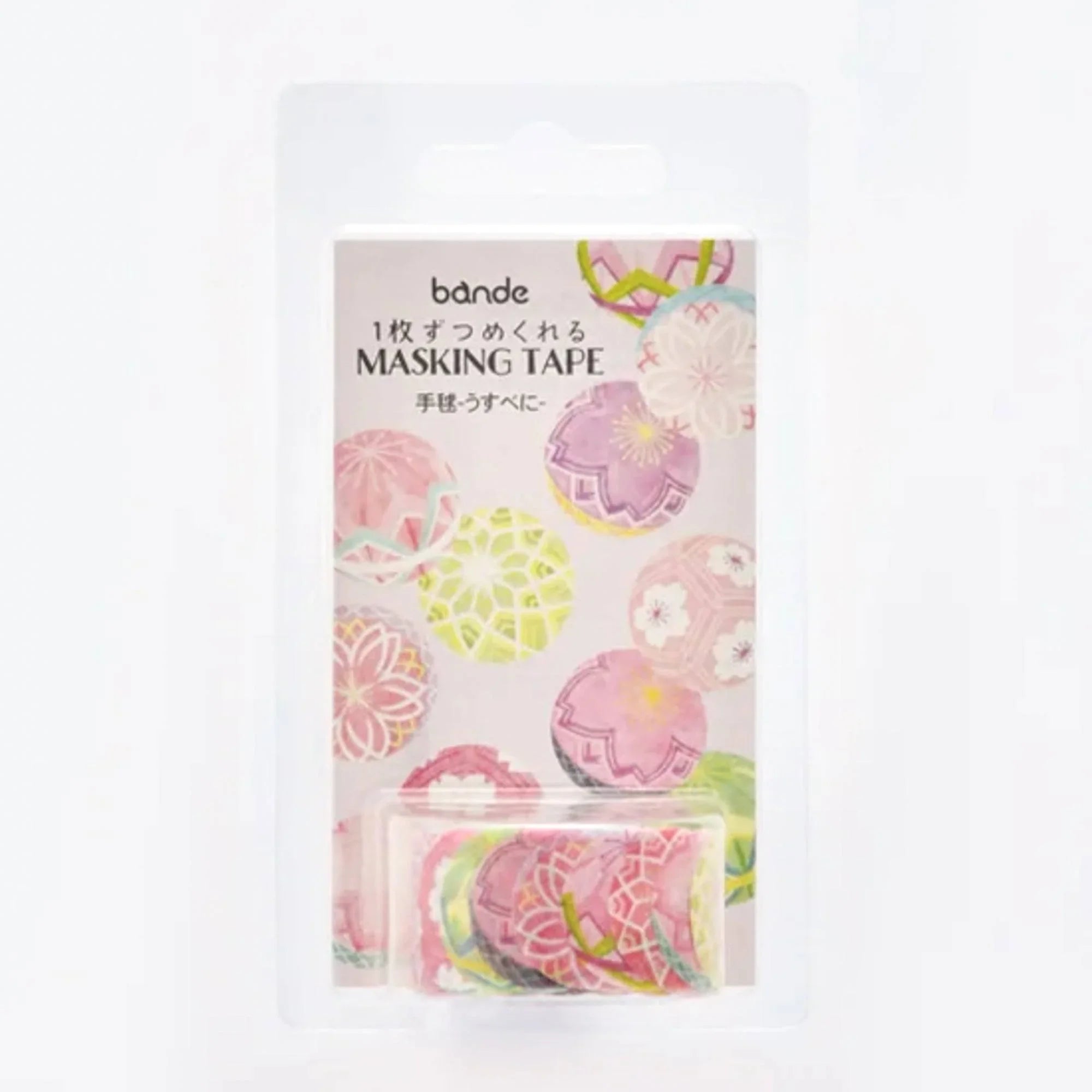 Bande Light Pink Temari washi tape sticker design detail showing pink geometric temari motif sticker
