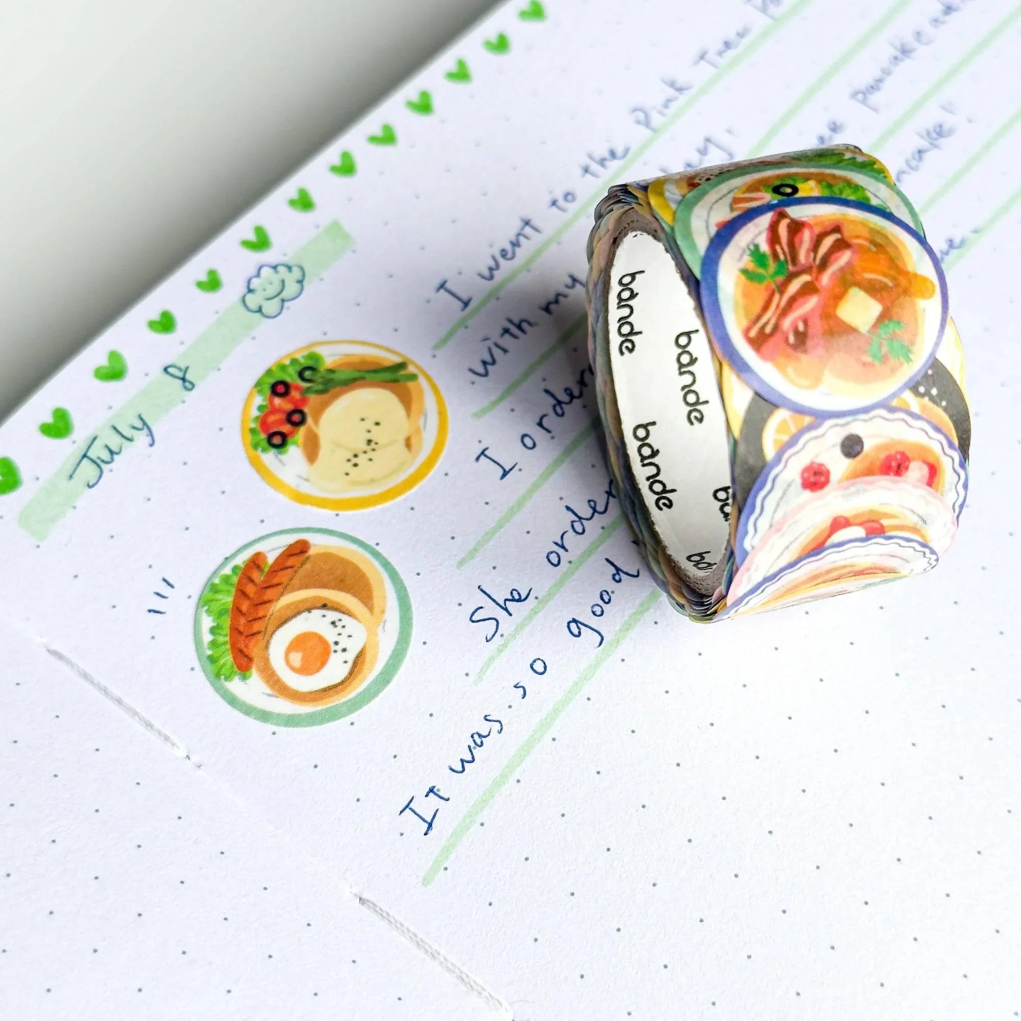 Pancake Bande Japanese masking tape stickers flat overhead layout showing pre-cut adhesive sticker designs