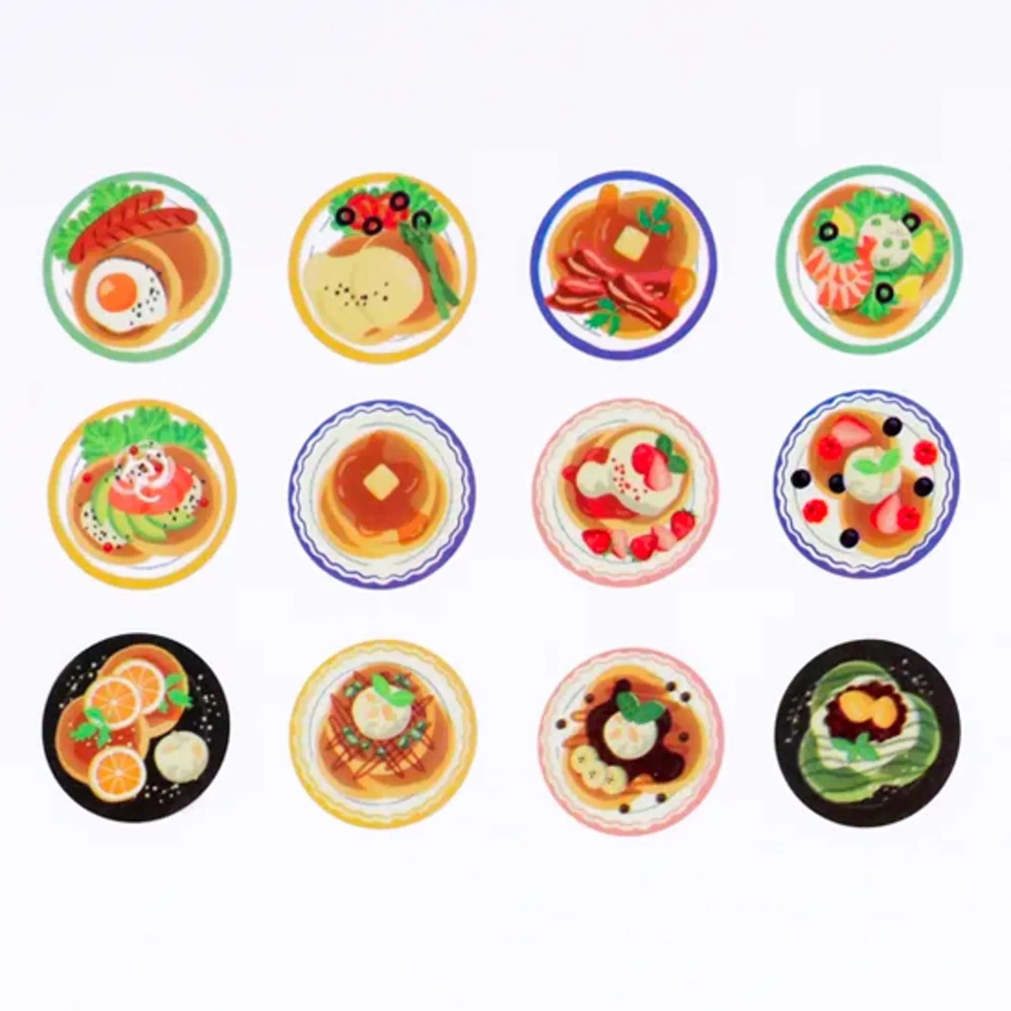 Pancake Bande masking tape sticker design detail packaging showing food-themed pre-cut sticker patterns
