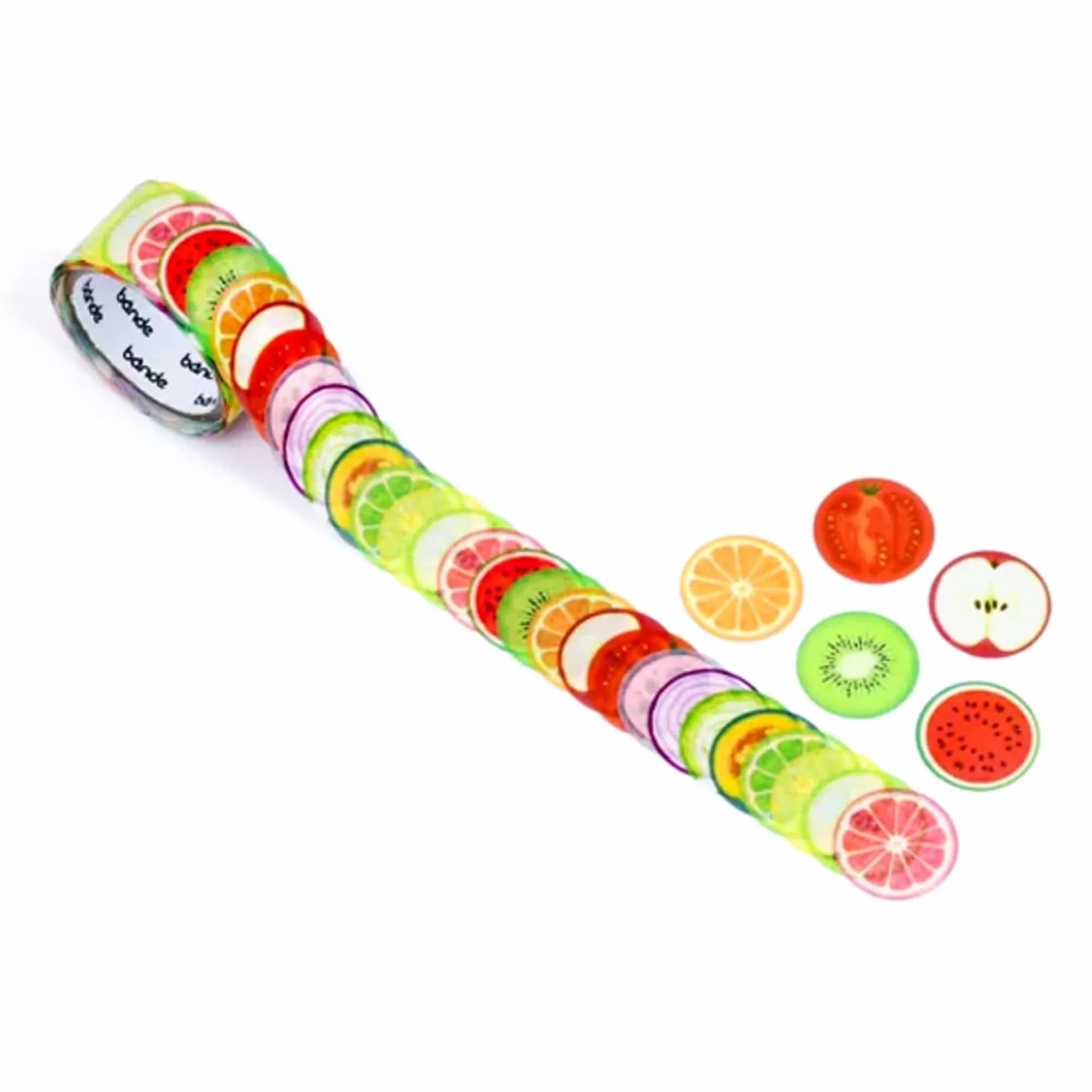 Bande Sliced Fruits and Vegetables washi tape sticker roll with colorful pre-cut vegetable and fruit illustrations