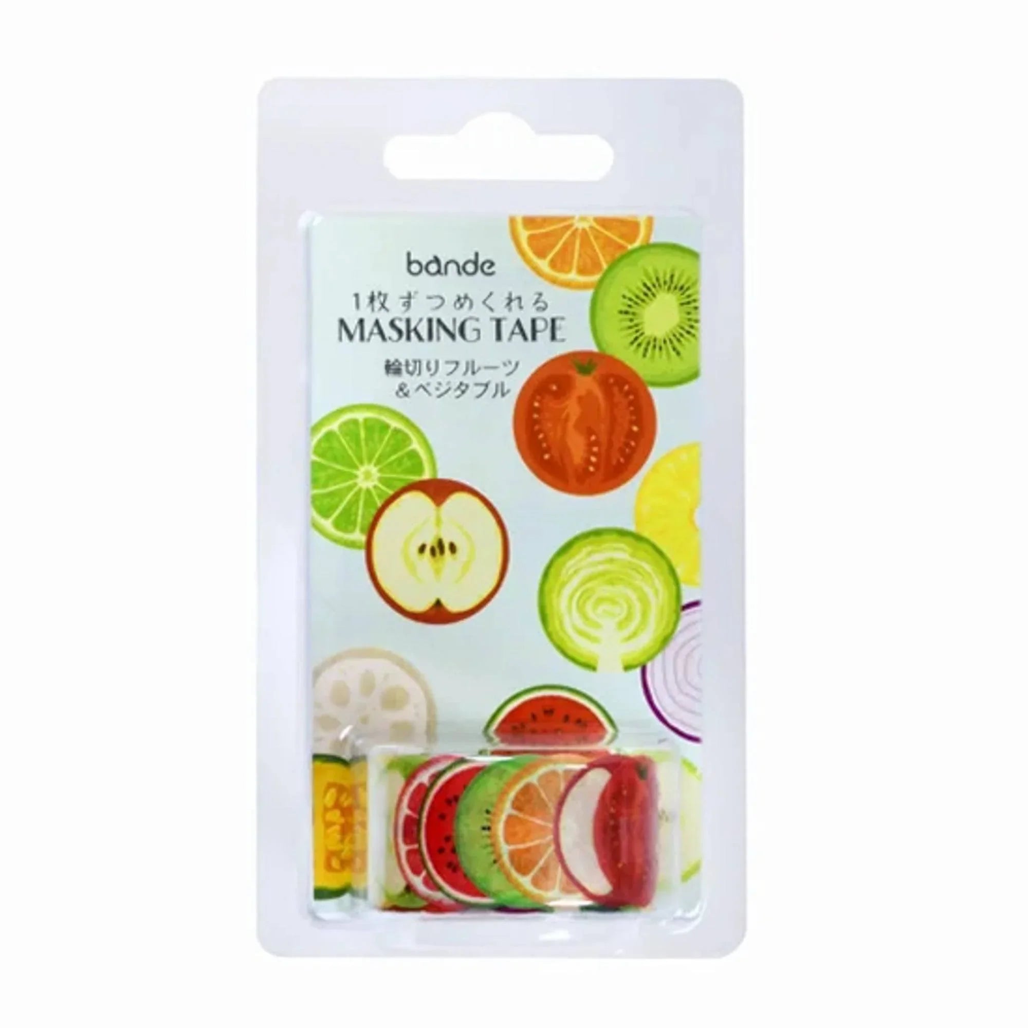 Bande Sliced Fruits and Vegetables washi tape sticker design detail showing colorful produce motif sticker