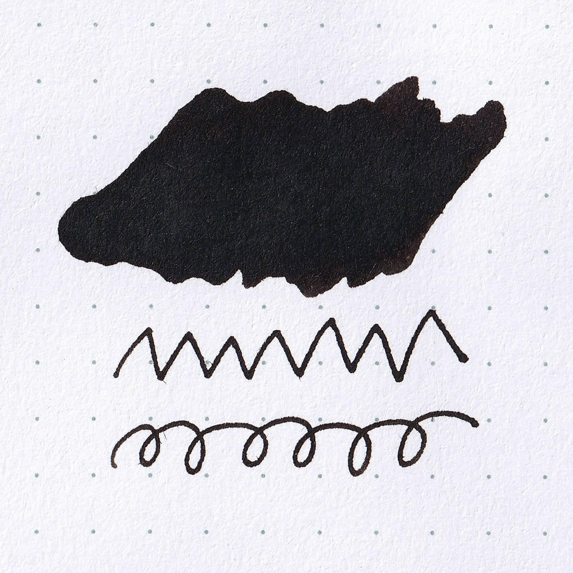 Close-up of Taisho Romance Antique Black ink bottle, highlighting its deep black ink and vintage-inspired label design.