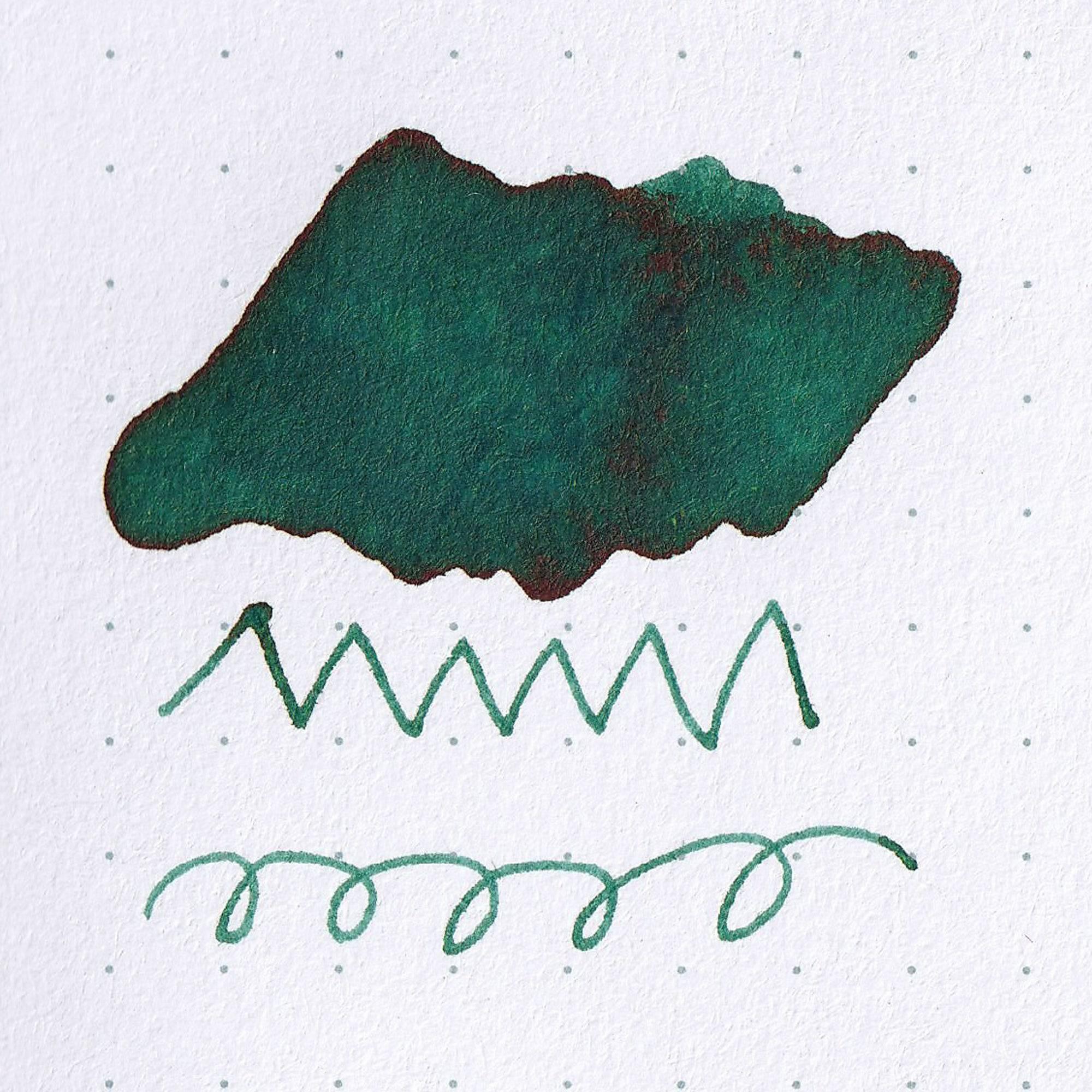 Soft sage-green Taisho Romance Gentle Green ink swatch on white paper with delicate natural-inspired color detail