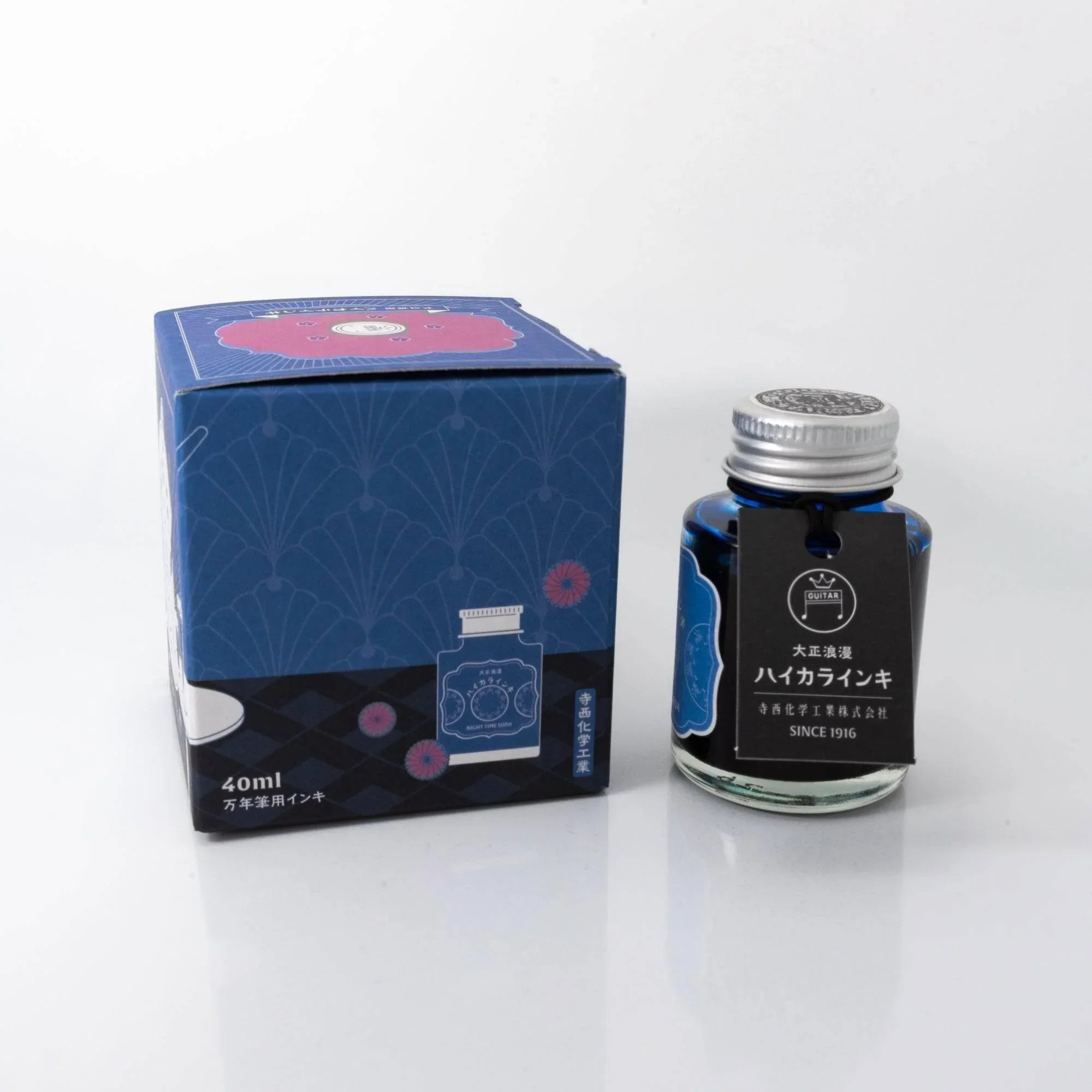 Handwritten flowing text demonstration written gracefully with Taisho Romance Nighttime Soda ink sample