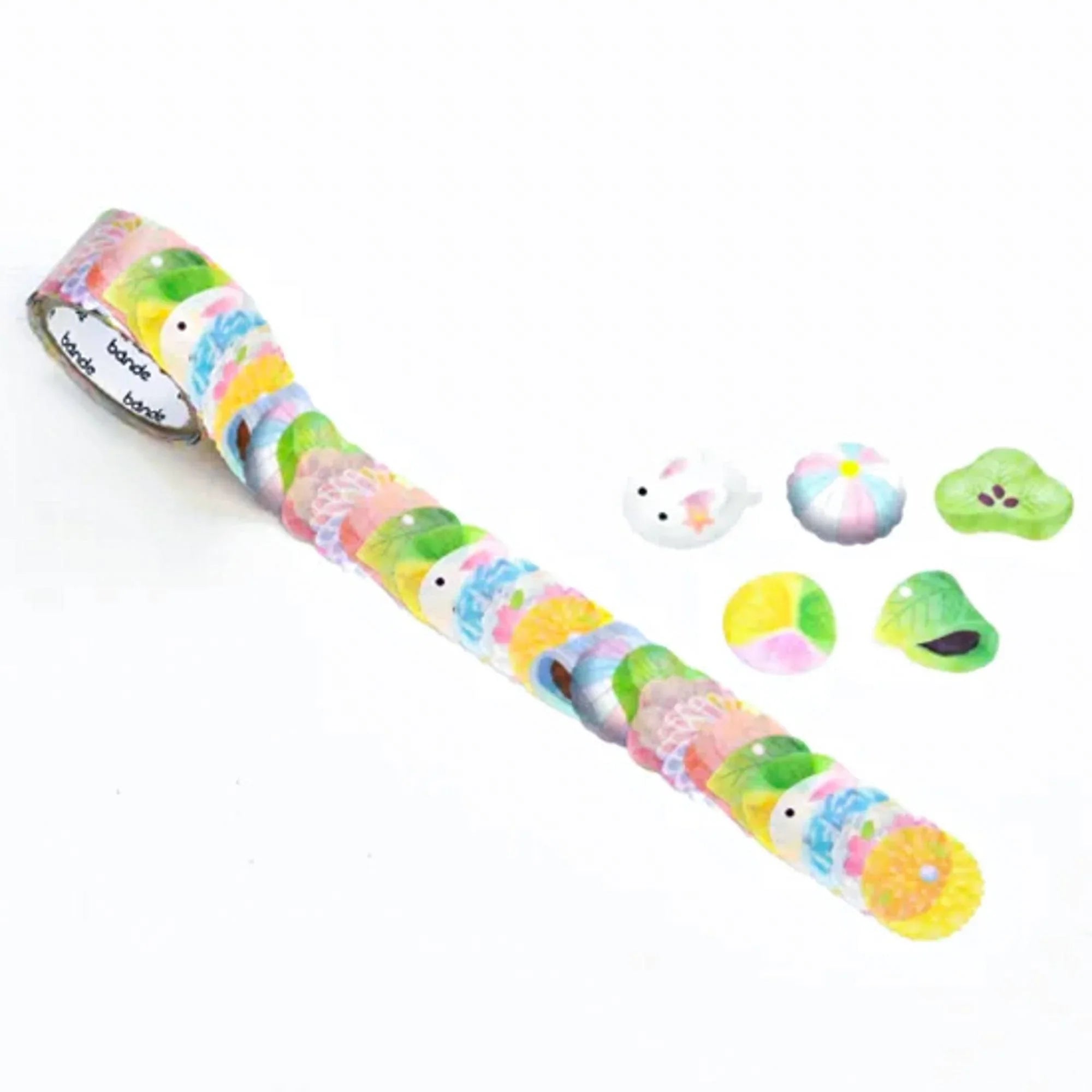 Bande Wagashi Japanese Sweet washi tape sticker roll with traditional Japanese confection illustrations and pre-cut stickers