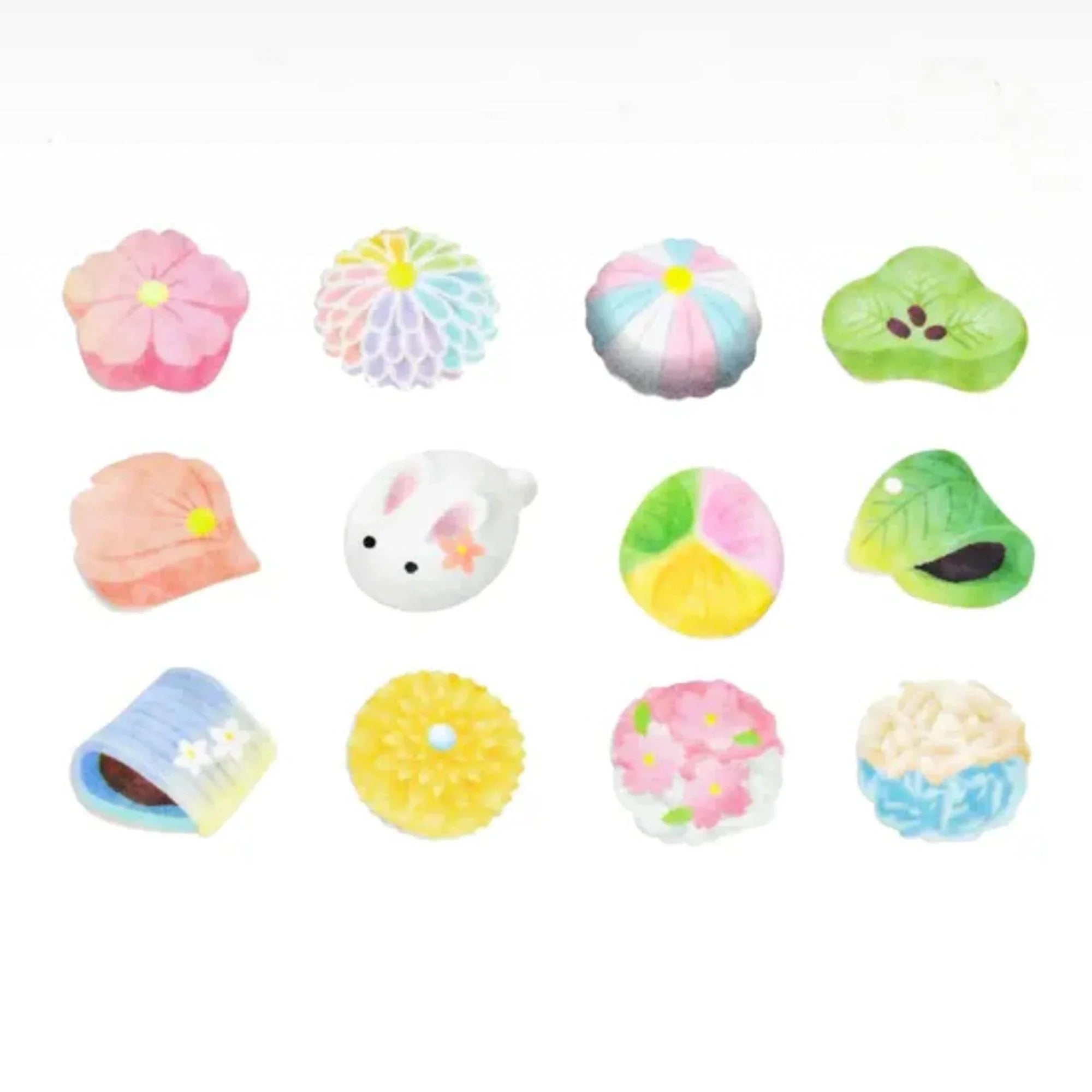 Bande Wagashi Japanese Sweet washi tape sticker roll showing detailed wagashi pastry designs with self-adhesive stickers