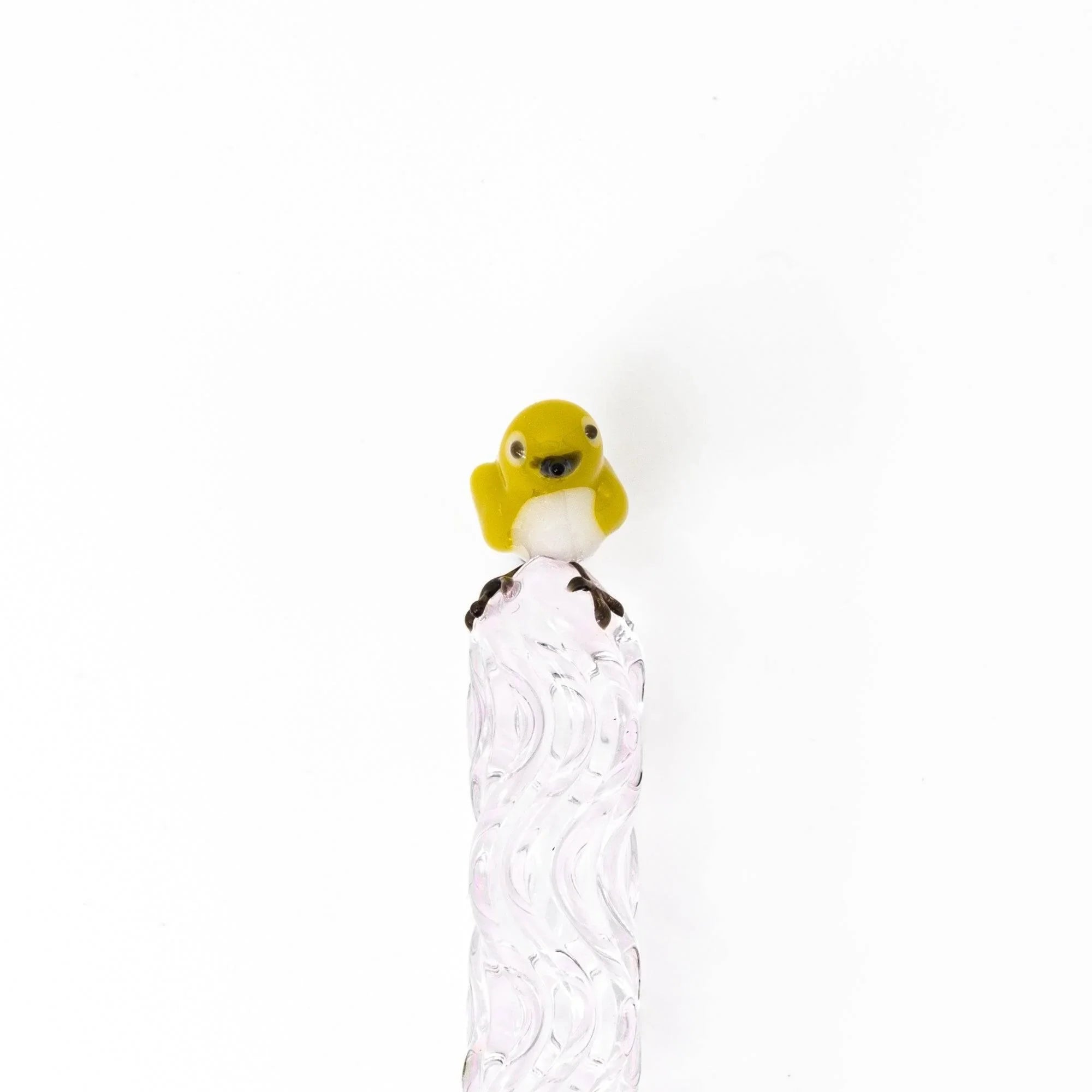 Warbling white-eye glass pen nib detail showing fine point for precise writing and artisanal craftsmanship shine