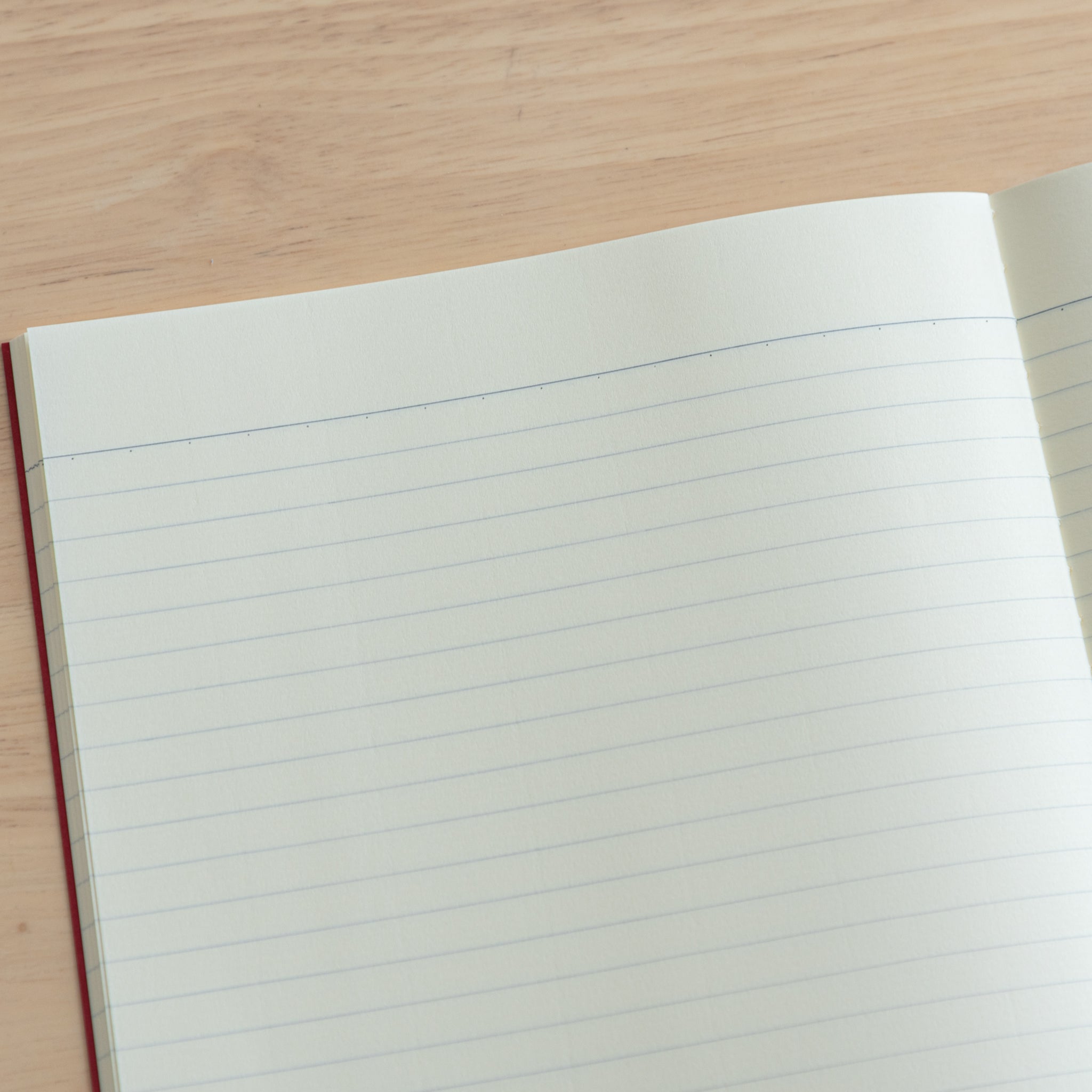 A close-up of the cream-colored ruled paper inside a Tsubame Japanese notebook, highlighting its smooth texture. A refined piece of Japanese stationery.