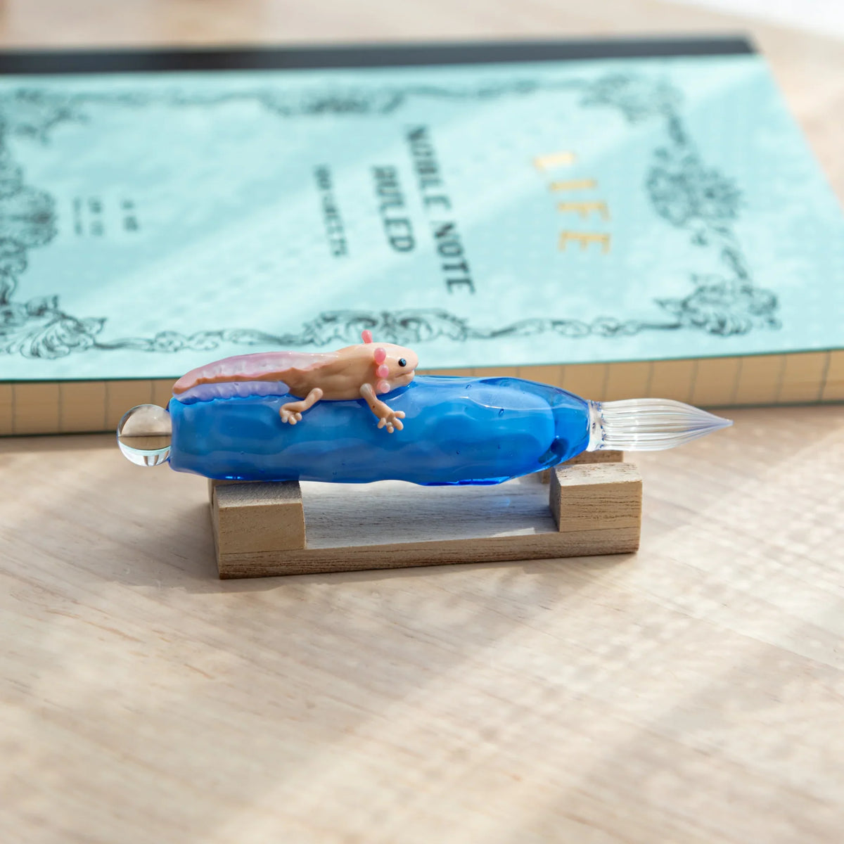 Floating Squirrel Pen Floating Axolotl Japanese Glass Dip Pen | Komorebi Stationery