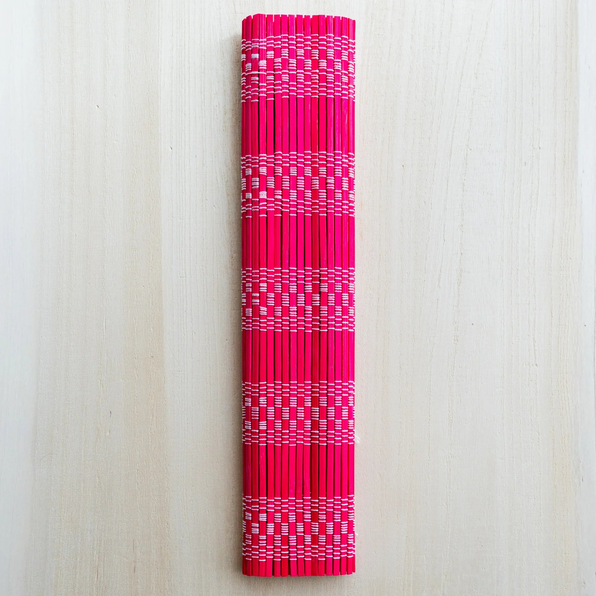 Akashiya bamboo brush roll, red, traditional fudemaki for protecting brush tips