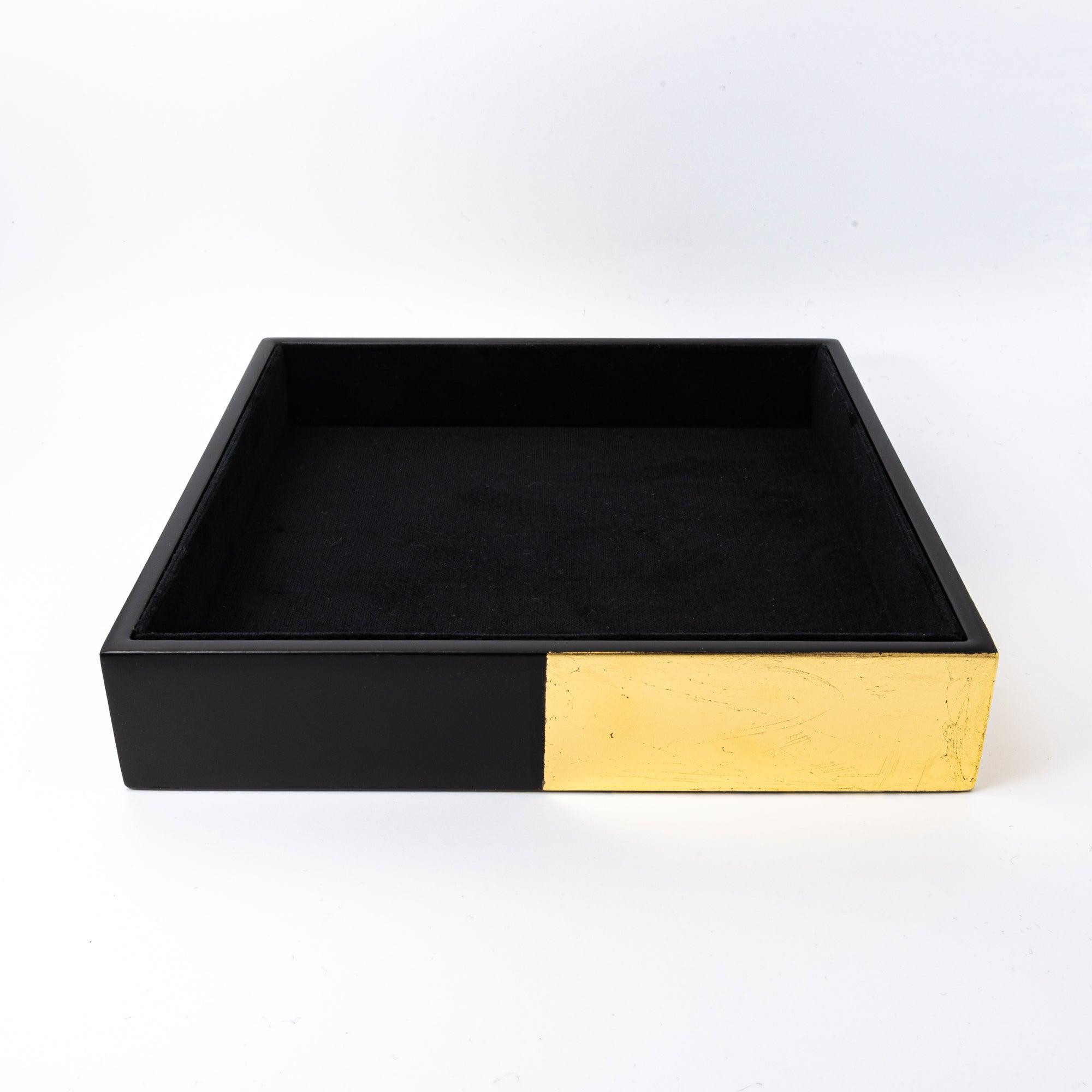 Black Lacquer and Gold Leaf Ichimatsu Pen Tray - Komorebi Stationery