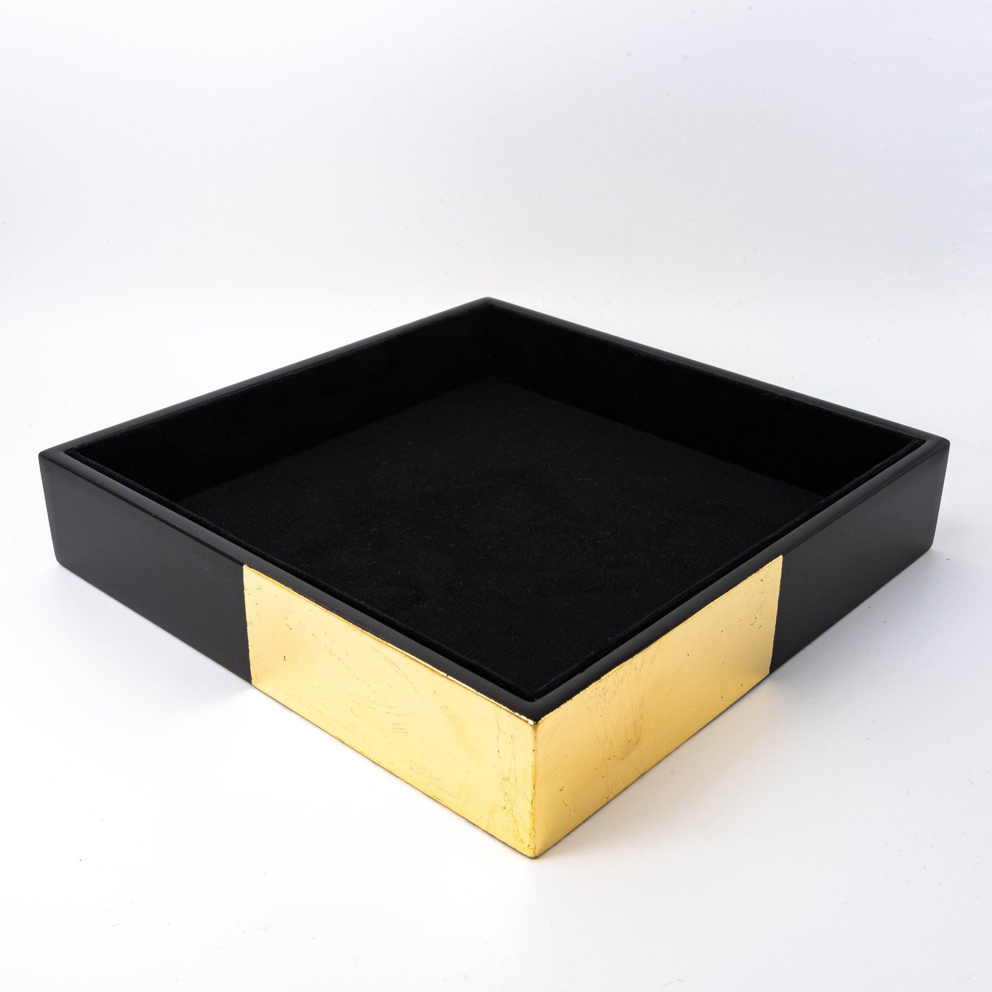 Black Lacquer and Gold Leaf Ichimatsu Pen Tray - Komorebi Stationery