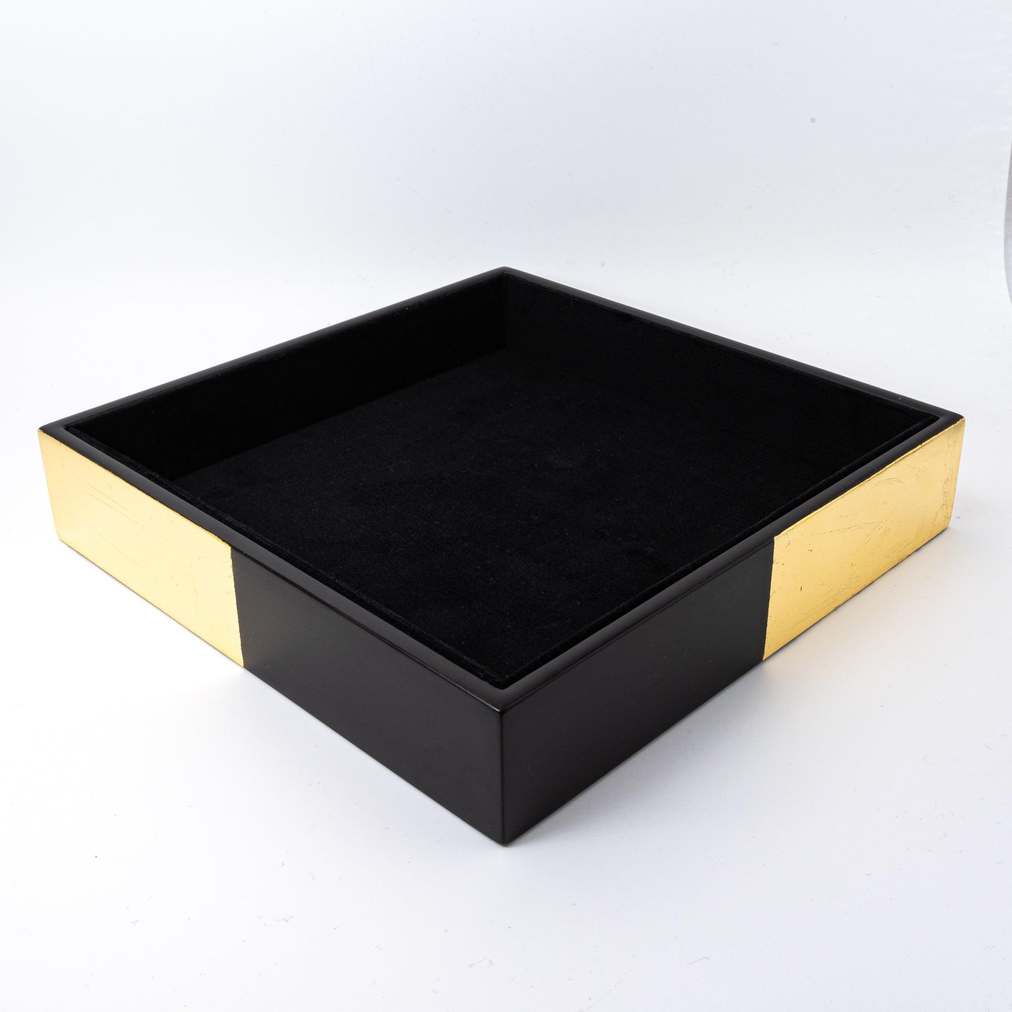 Black Lacquer and Gold Leaf Ichimatsu Pen Tray - Komorebi Stationery