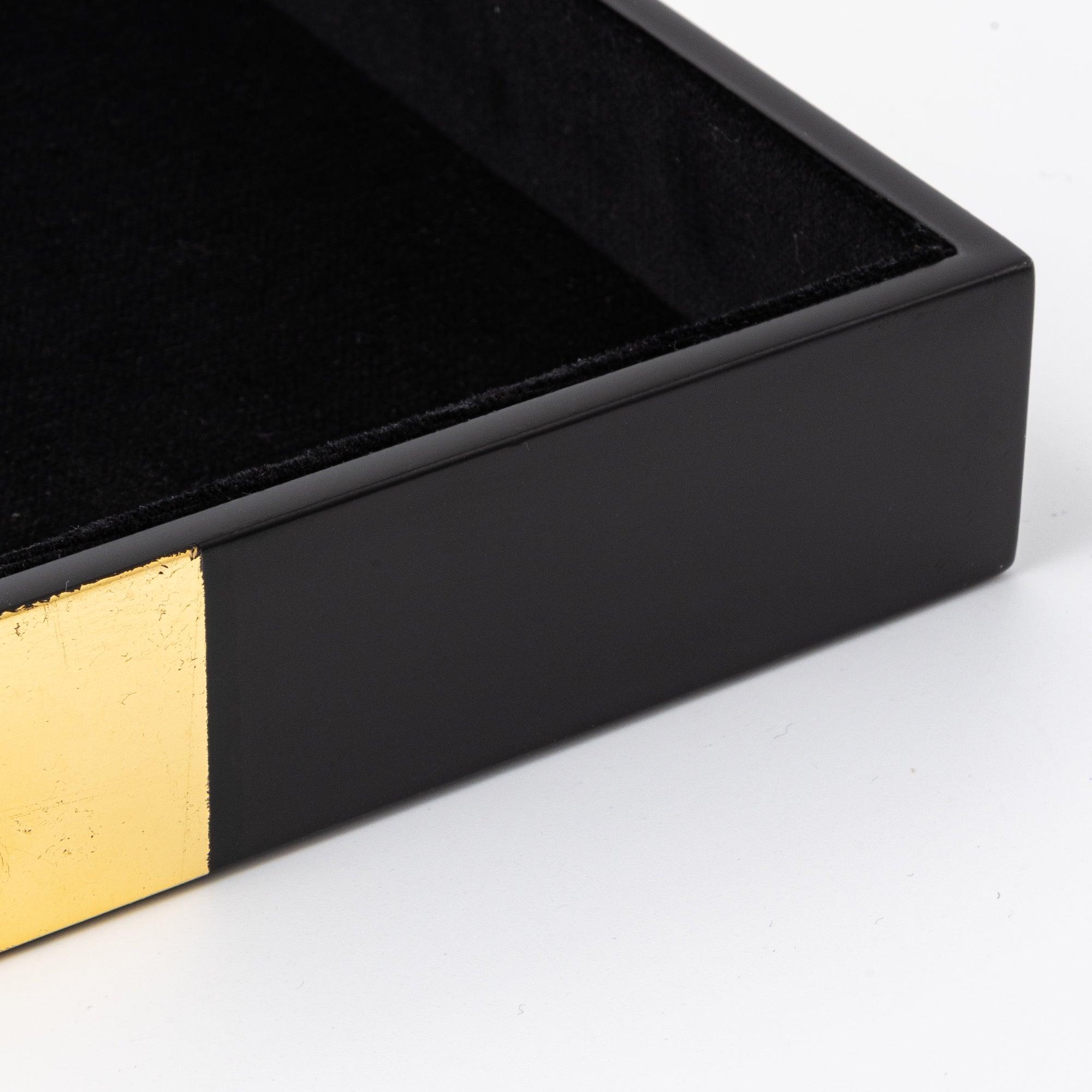 Black Lacquer and Gold Leaf Ichimatsu Pen Tray - Komorebi Stationery