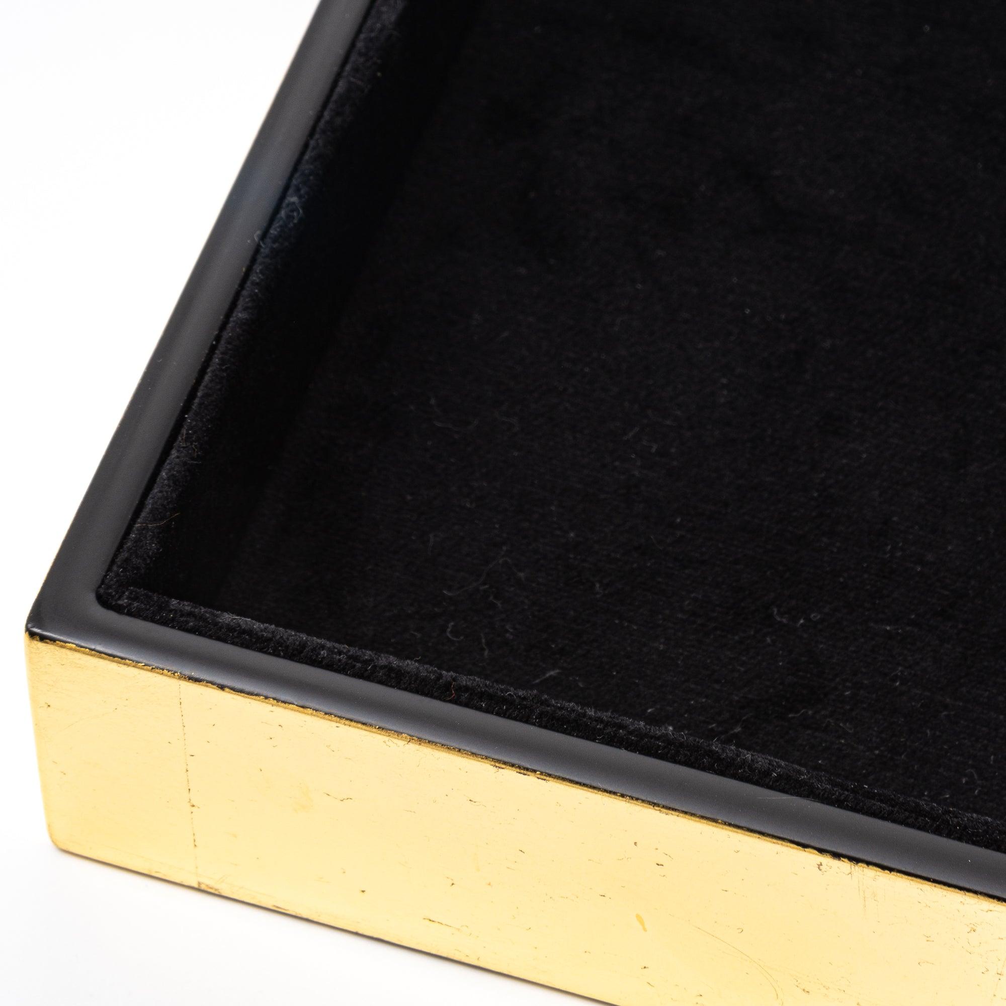 Black Lacquer and Gold Leaf Ichimatsu Pen Tray - Komorebi Stationery