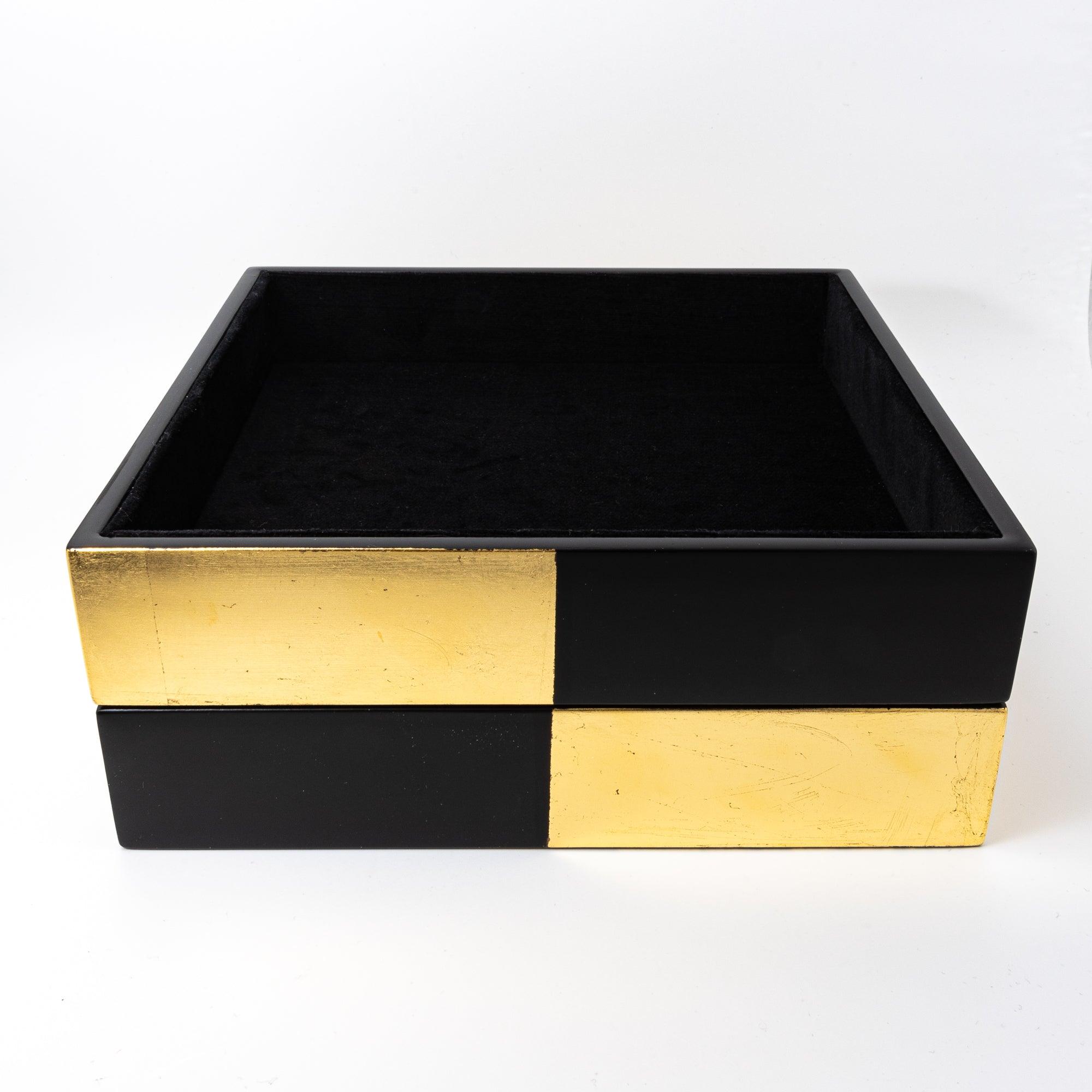 Black Lacquer and Gold Leaf Ichimatsu Pen Tray - Komorebi Stationery