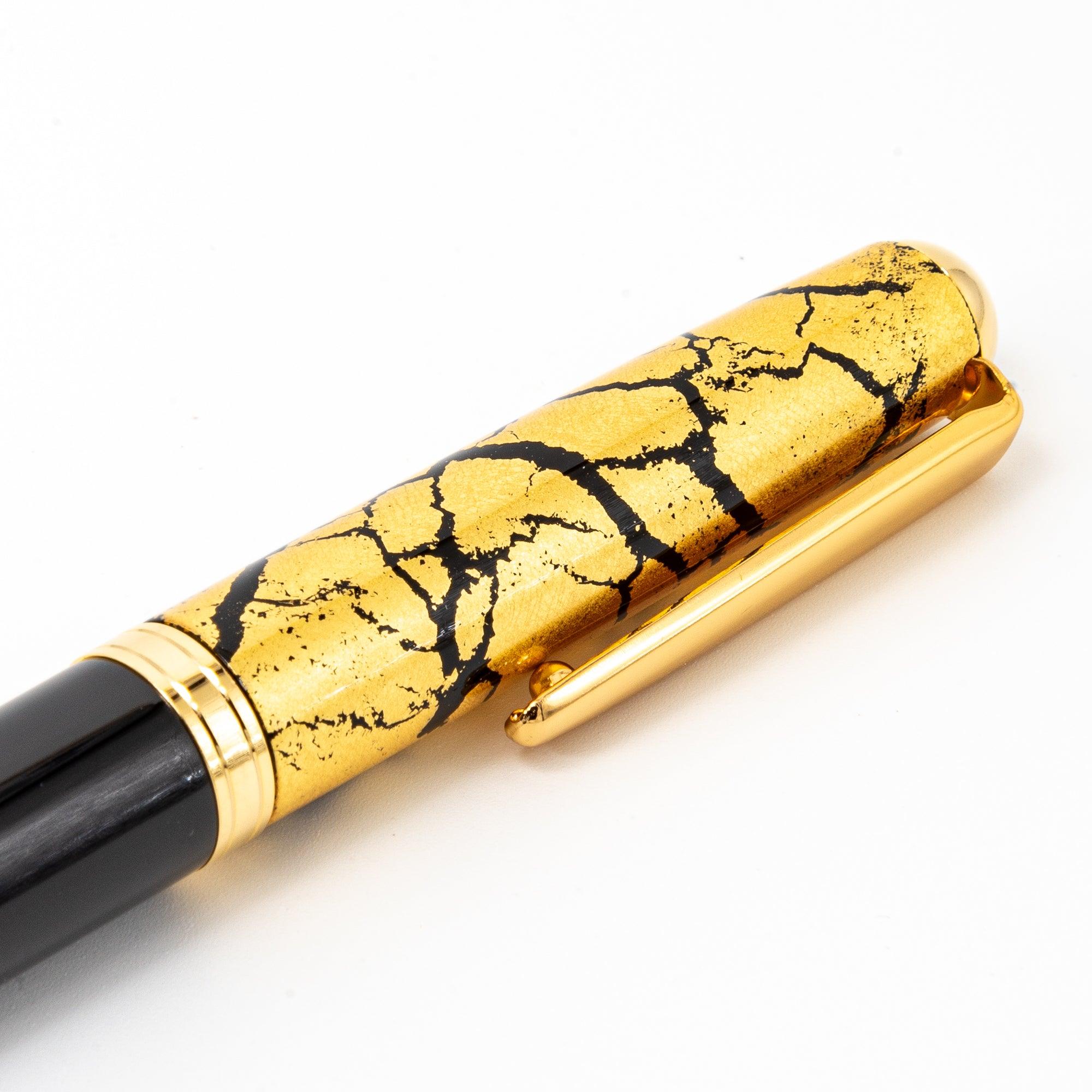Crack Pattern Gold Leaf Black Fountain Pen - Hakuichi - Japanese Stationery - Komorebi Stationery