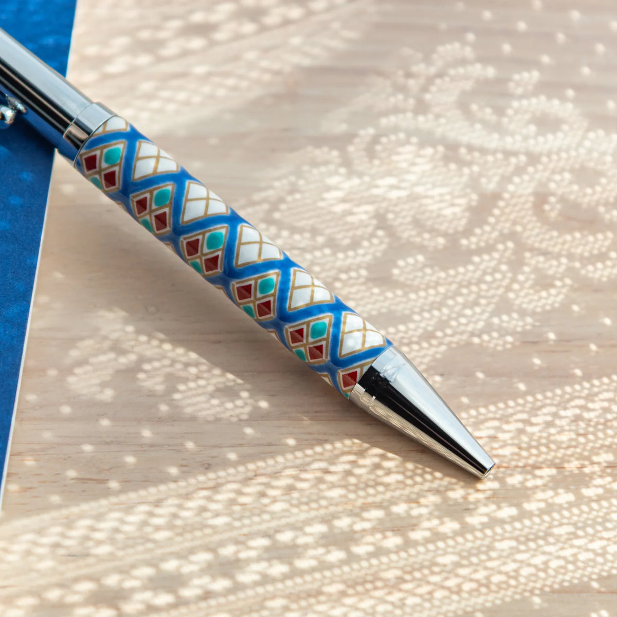 Diamond Geometric Pattern Kutani Ceramic Japanese Ballpoint Pen ...