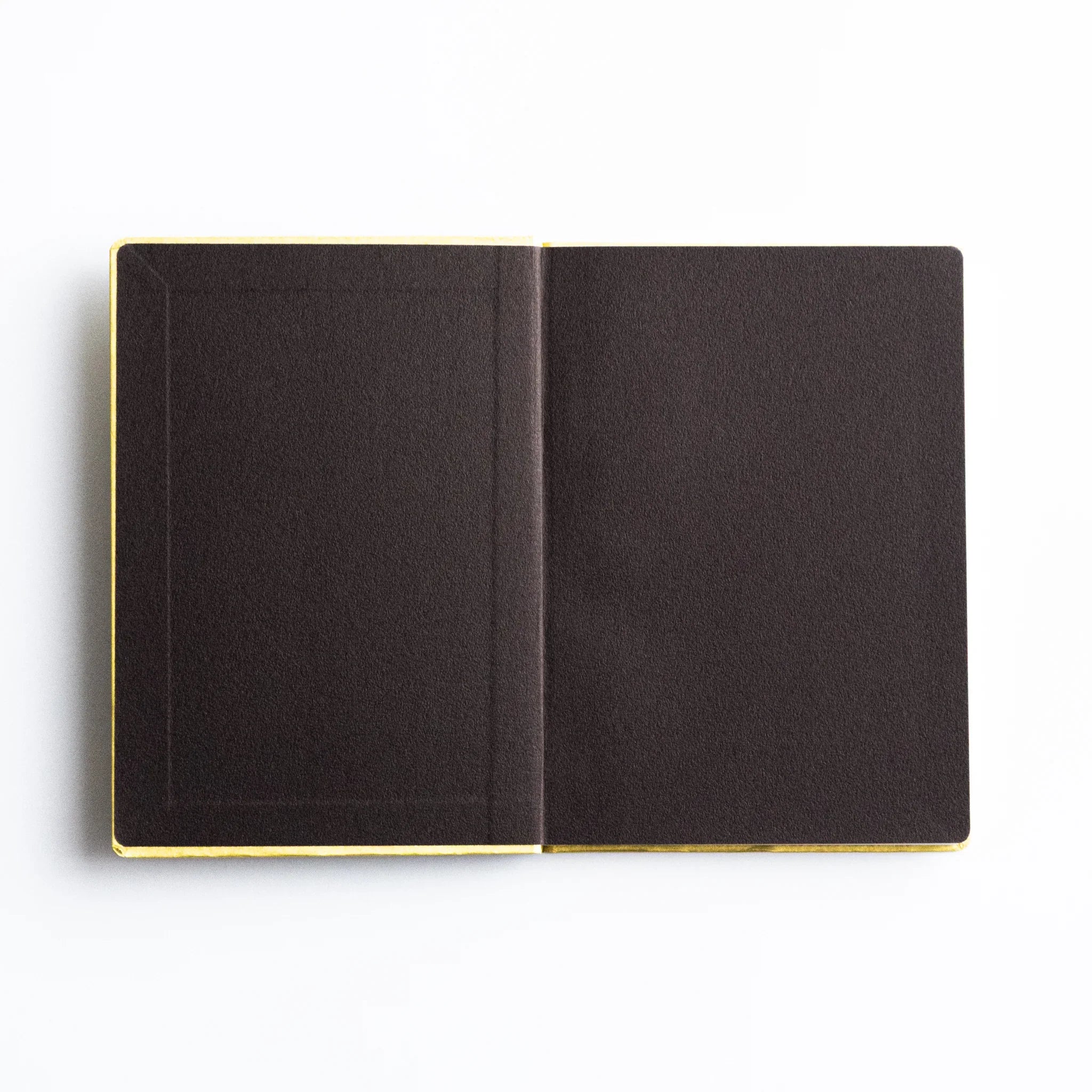 Inside cover of Dressco Bank Ledger Paper Japanese Notebook in Gold with dark brown endpaper.
