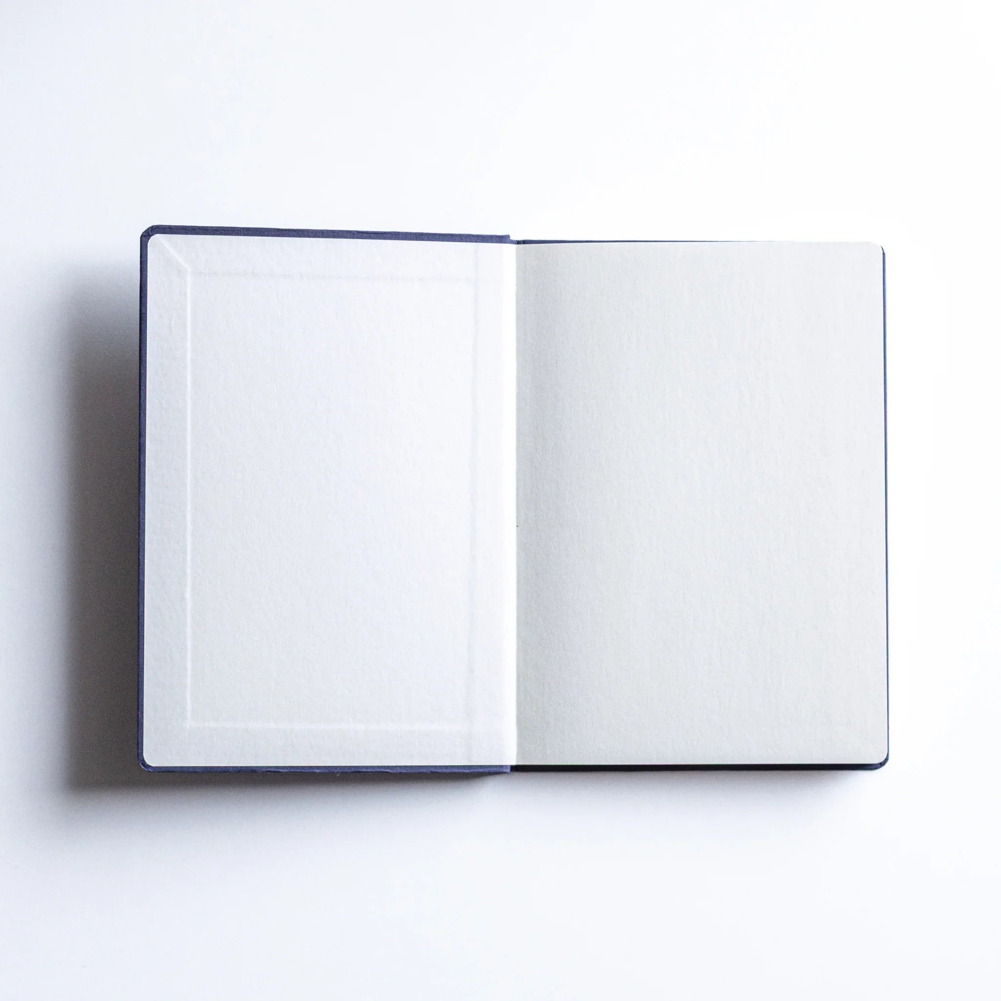 Inside cover of Dressco Bank Ledger Paper Japanese Notebook in Navy Blue with light gray endpaper.