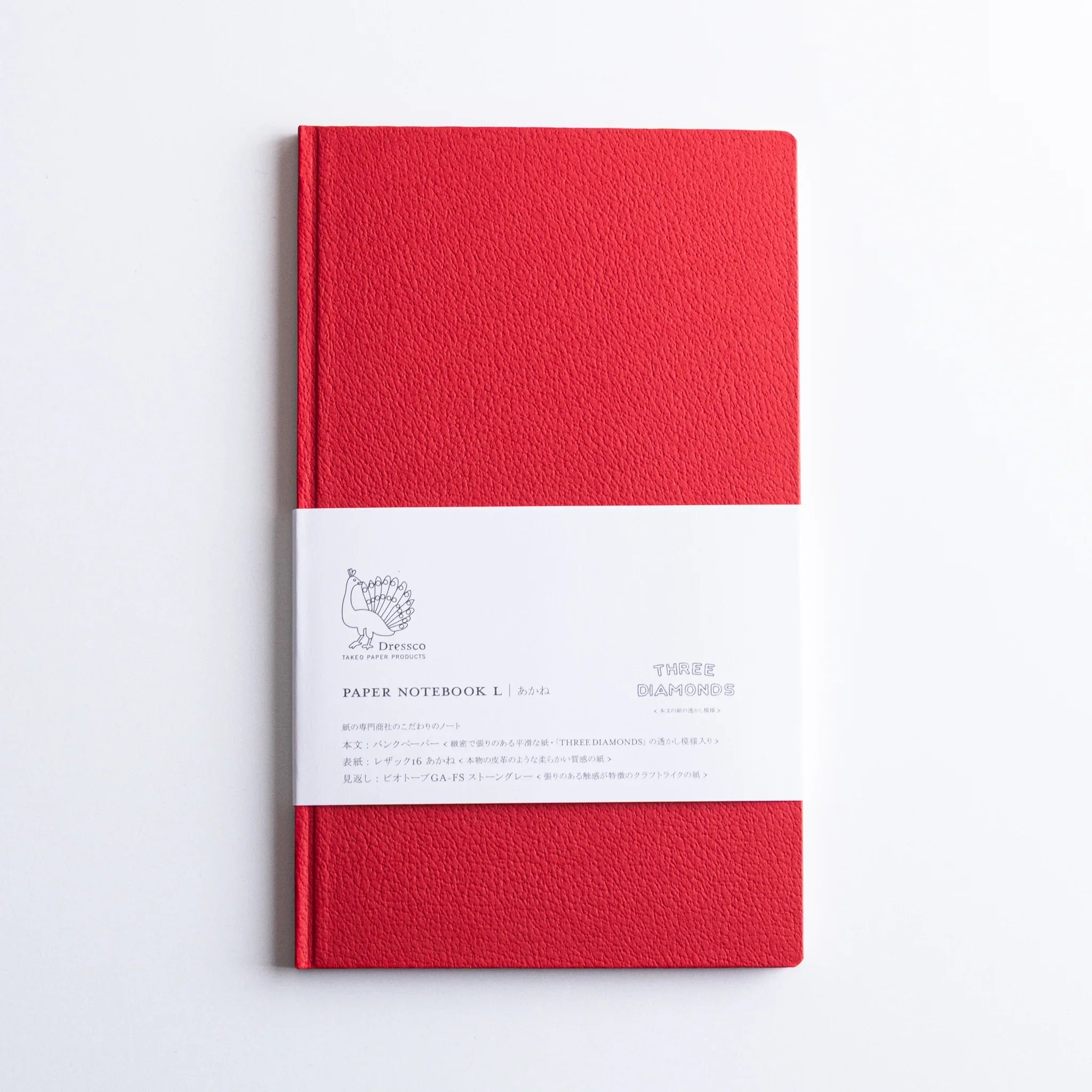 Dressco Bank Ledger Paper Japanese Notebook – Red with textured leather style cover.