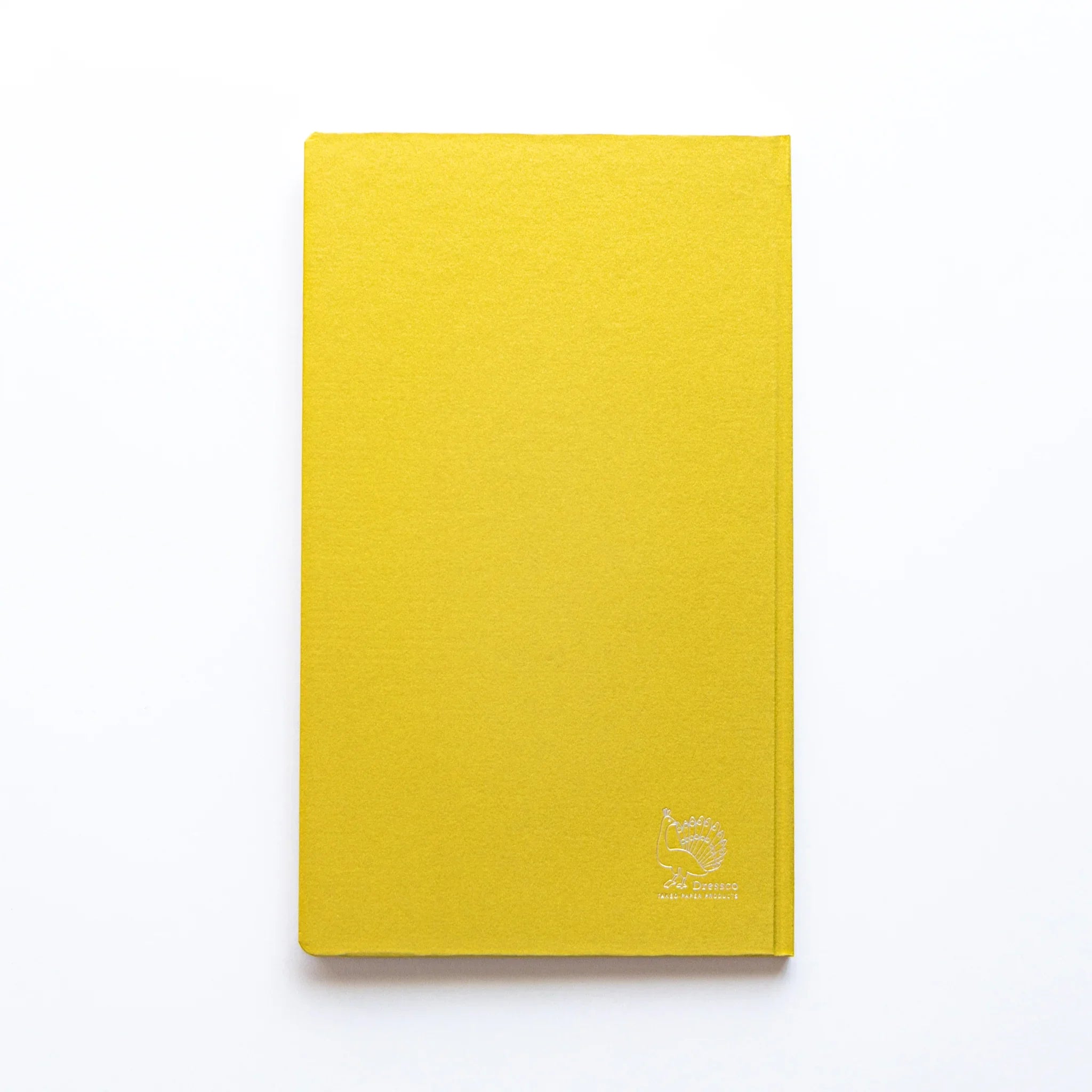 Back cover embossed with Dressco logo on Gold Japanese Notebook.