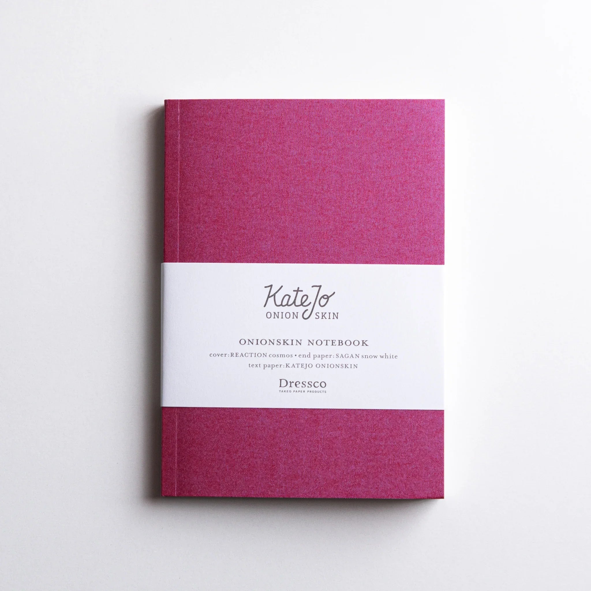 Dressco Pink Onion Skin Japanese Notebook A6 with clean white band and minimal typography.
