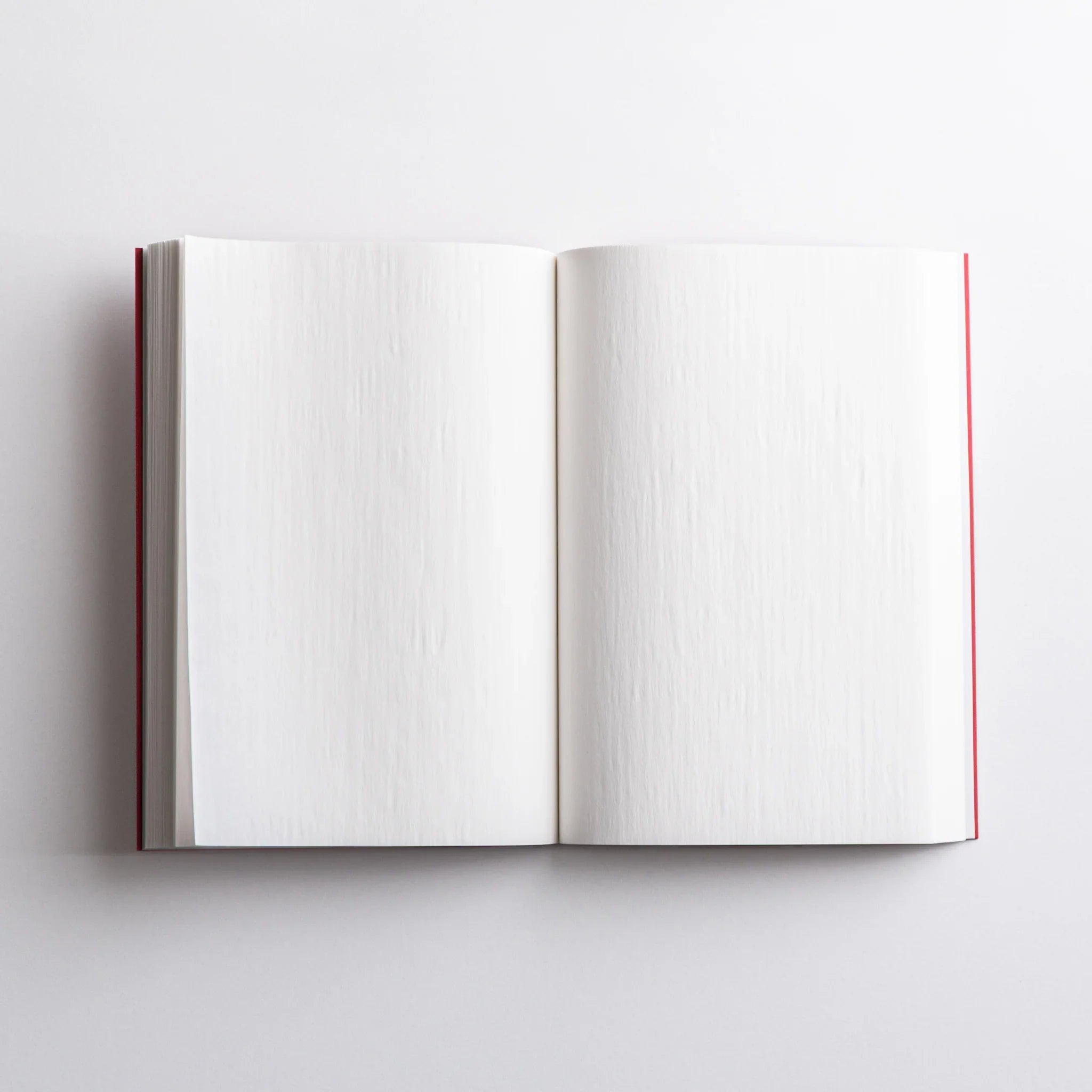 Flat lay of Dressco Pink Onion Skin Japanese Notebook A6 showing clean white textured pages.