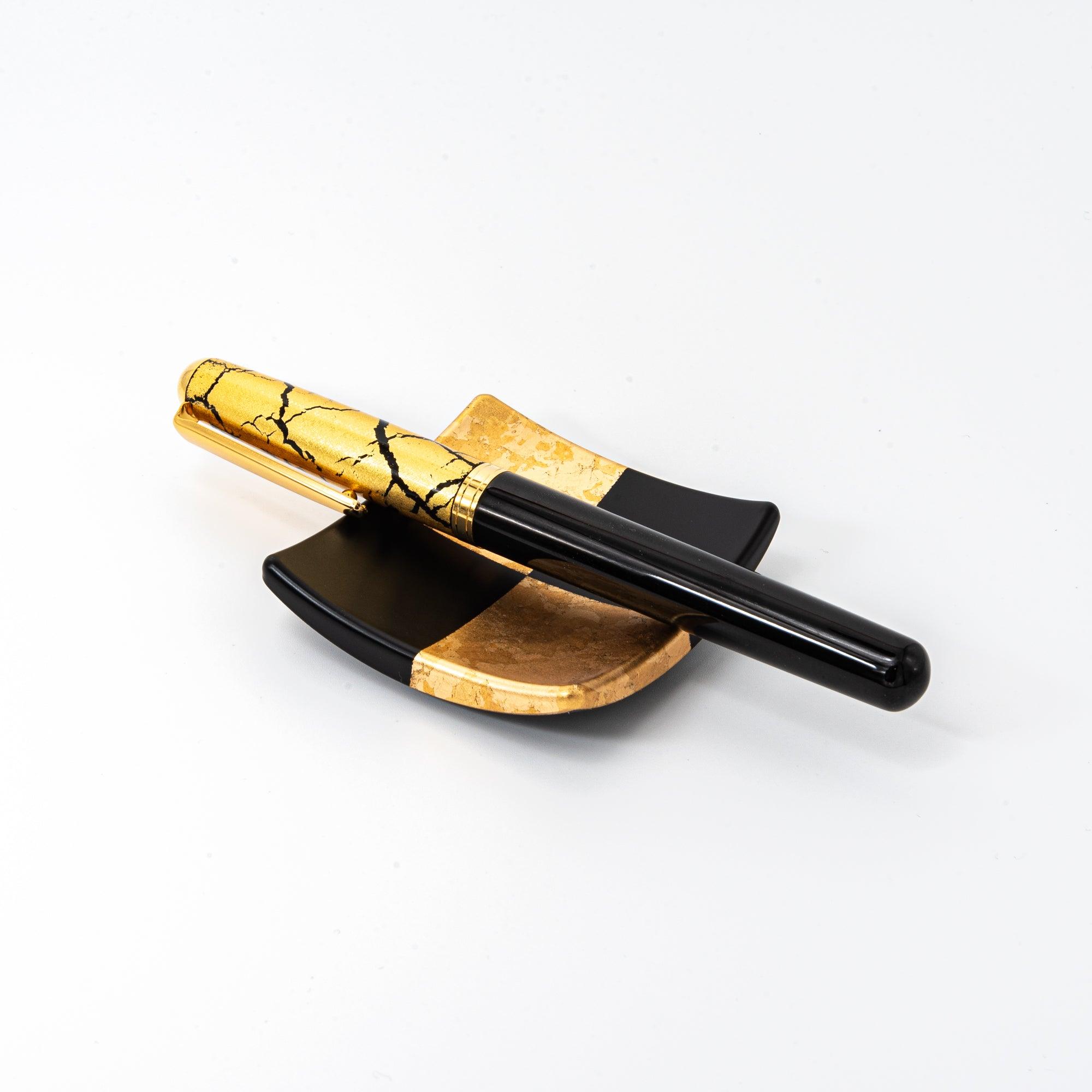 Gold Leaf Ichimatsu Pattern Pen Tray - Komorebi Stationery