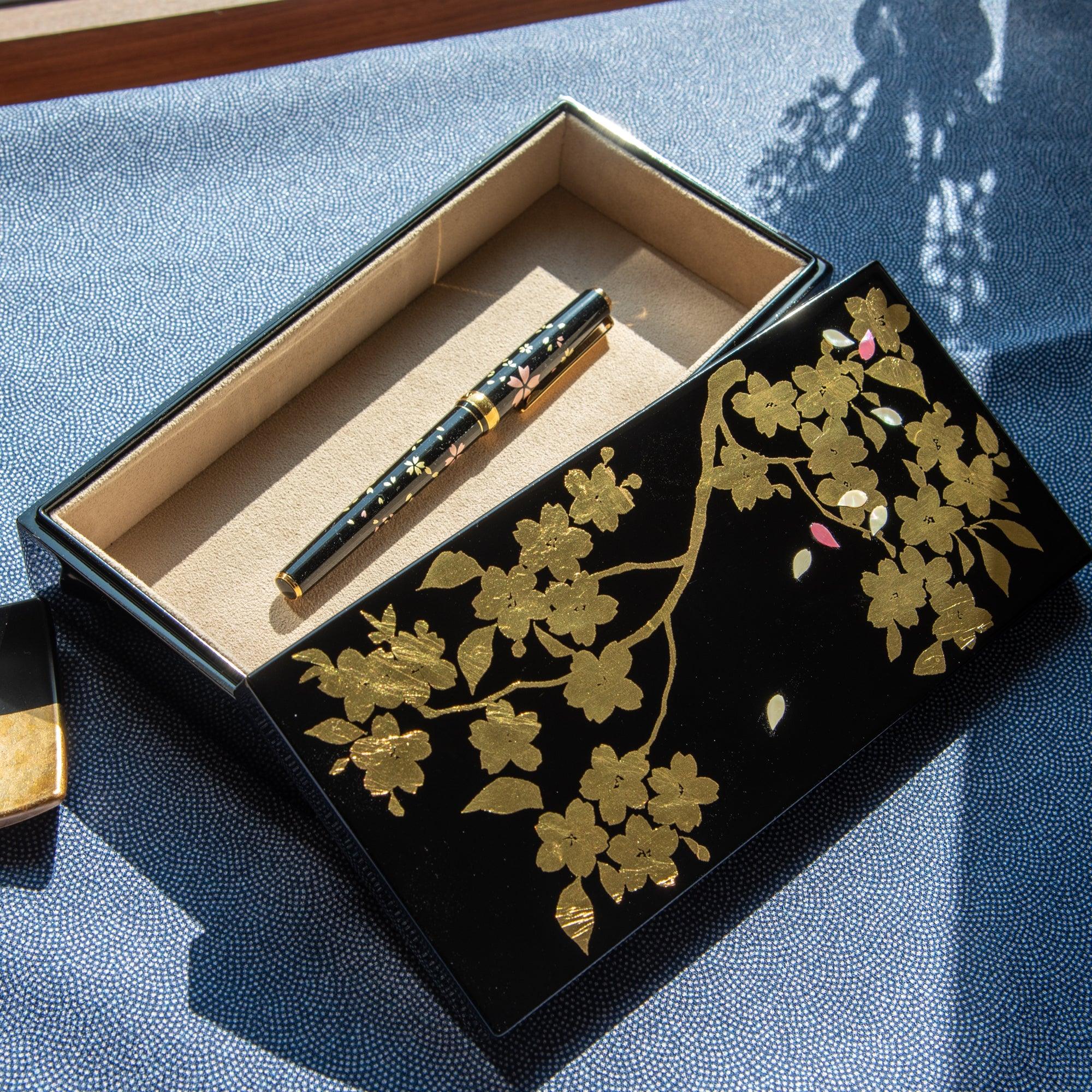 Gold Leaf Sakura Pen Box - Komorebi Stationery