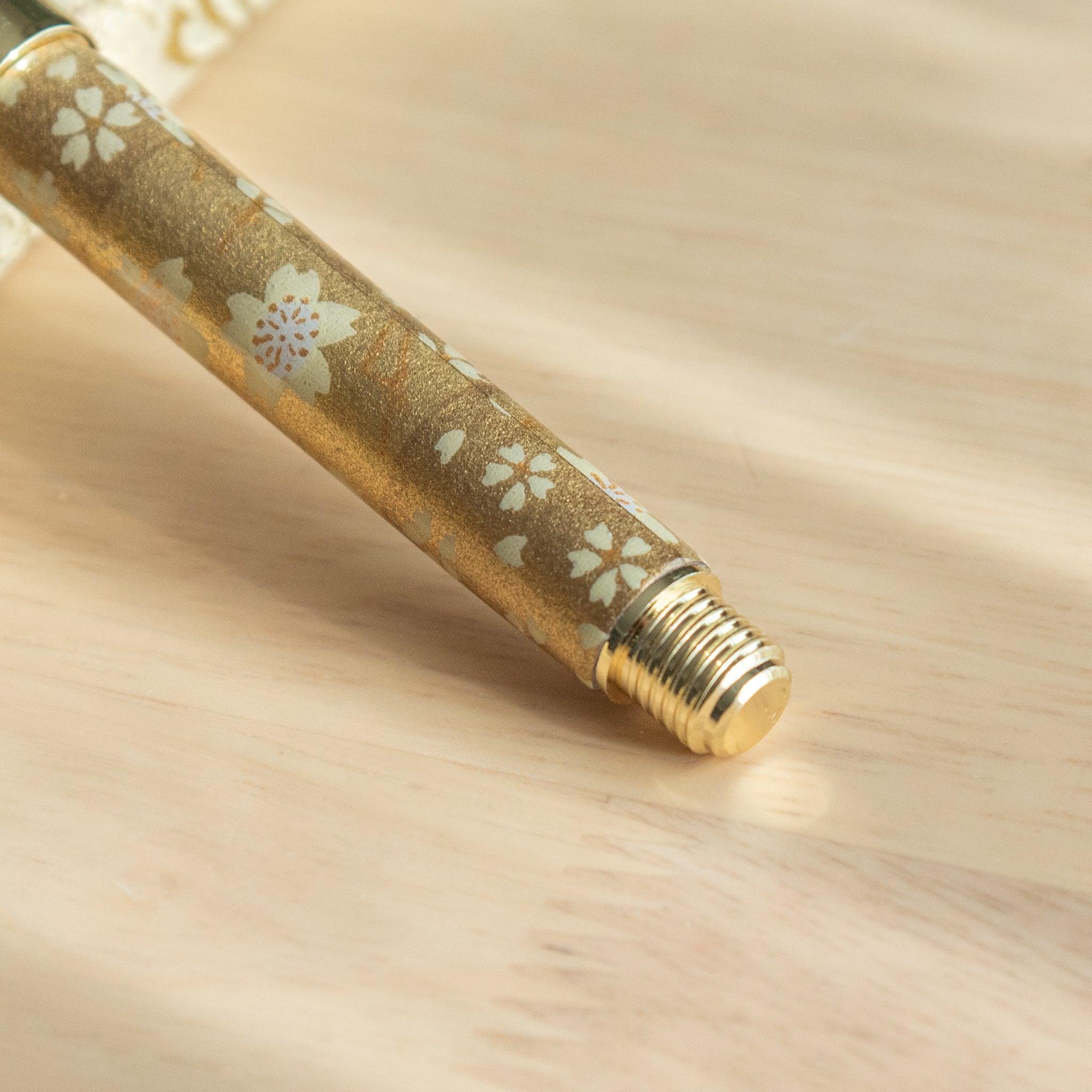 Gold Sakura Mino Washi Fountain Pen _ Komorebi Stationery