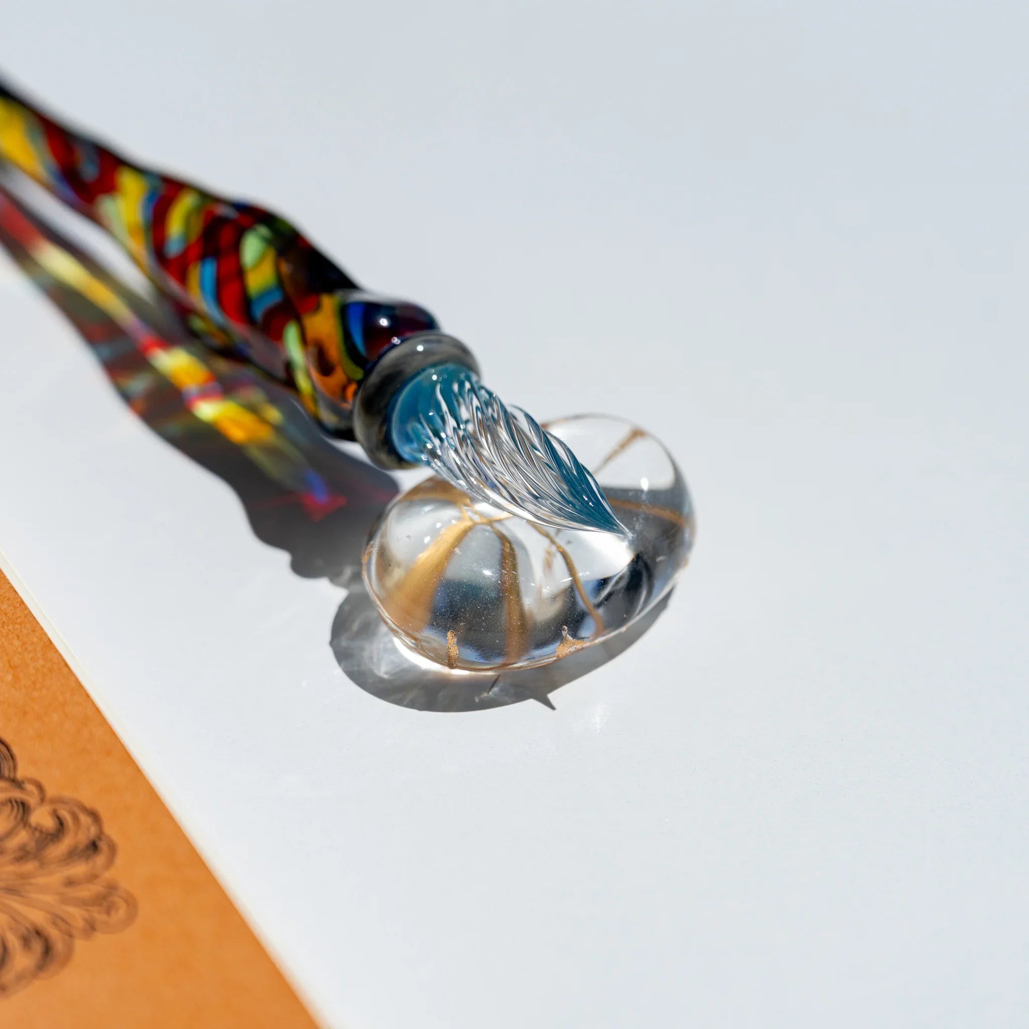 Golden Thread Glass Pen Rest
