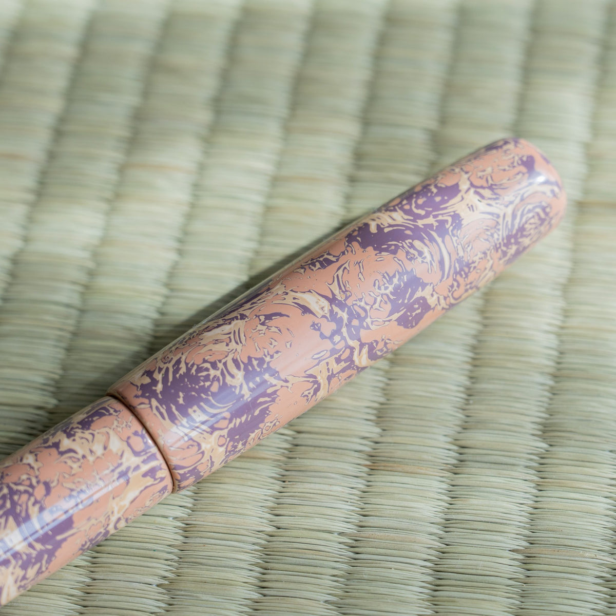 Hanagasumi cap in soft light, layered pink, cream and purple Tsugaru-nuri lacquer