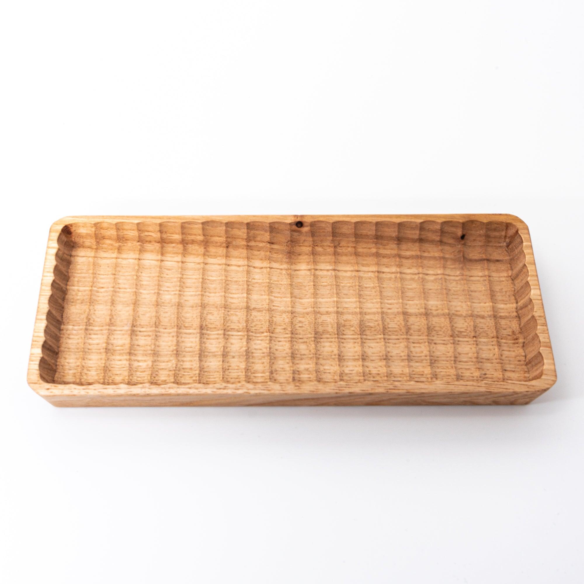 Hand-Carved Slim Wagatabon Japanese Chestnut Pen Tray - Komorebi Stationery