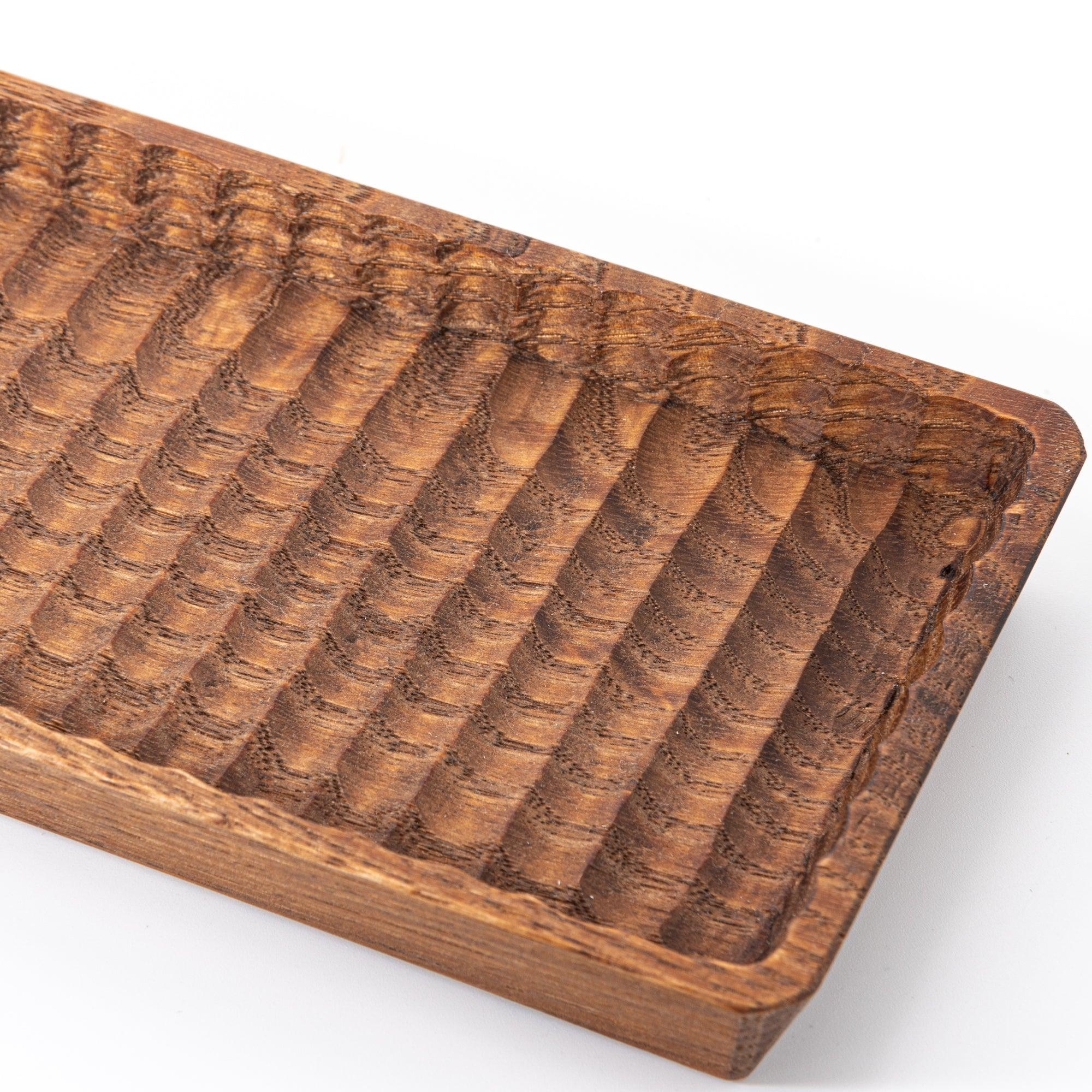 Hand-Carved Slim Wagatabon Japanese Chestnut Pen Tray - Komorebi Stationery