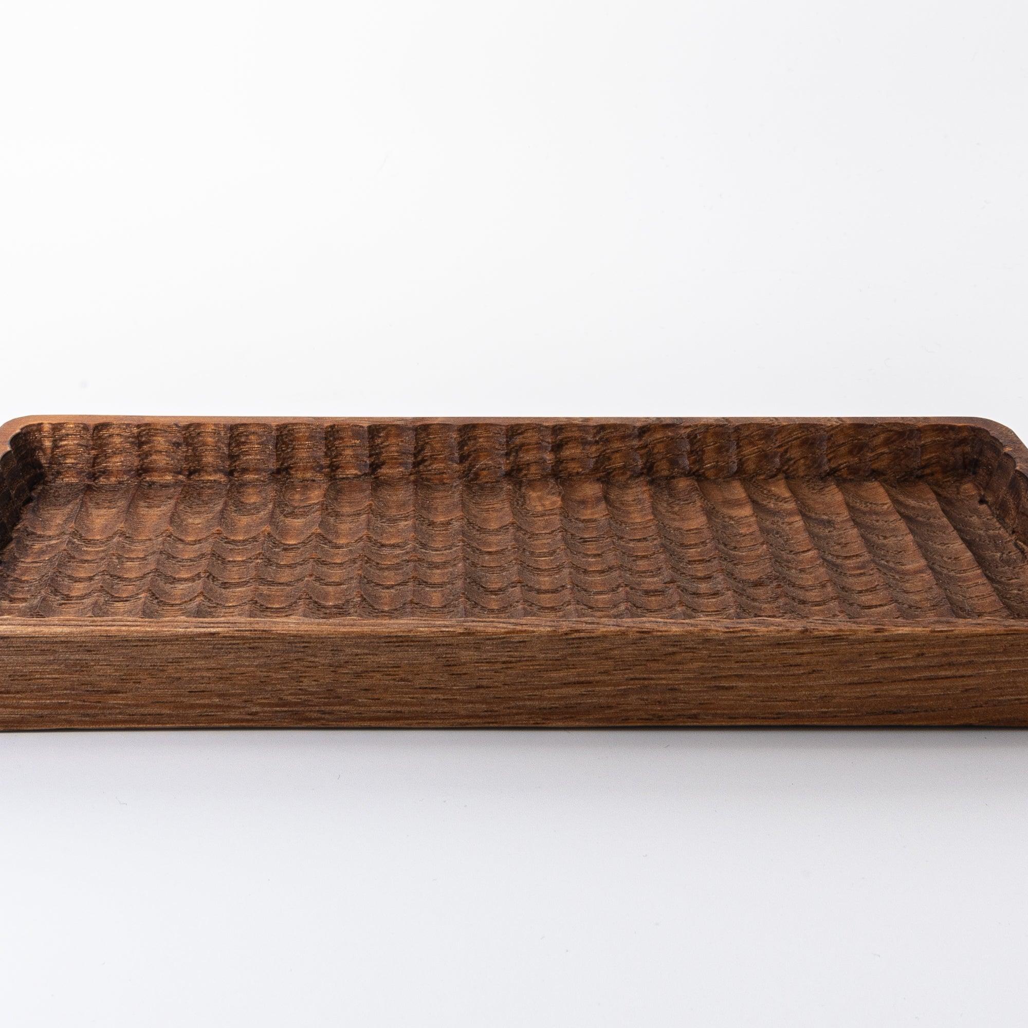 Hand-Carved Slim Wagatabon Japanese Chestnut Pen Tray - Komorebi Stationery