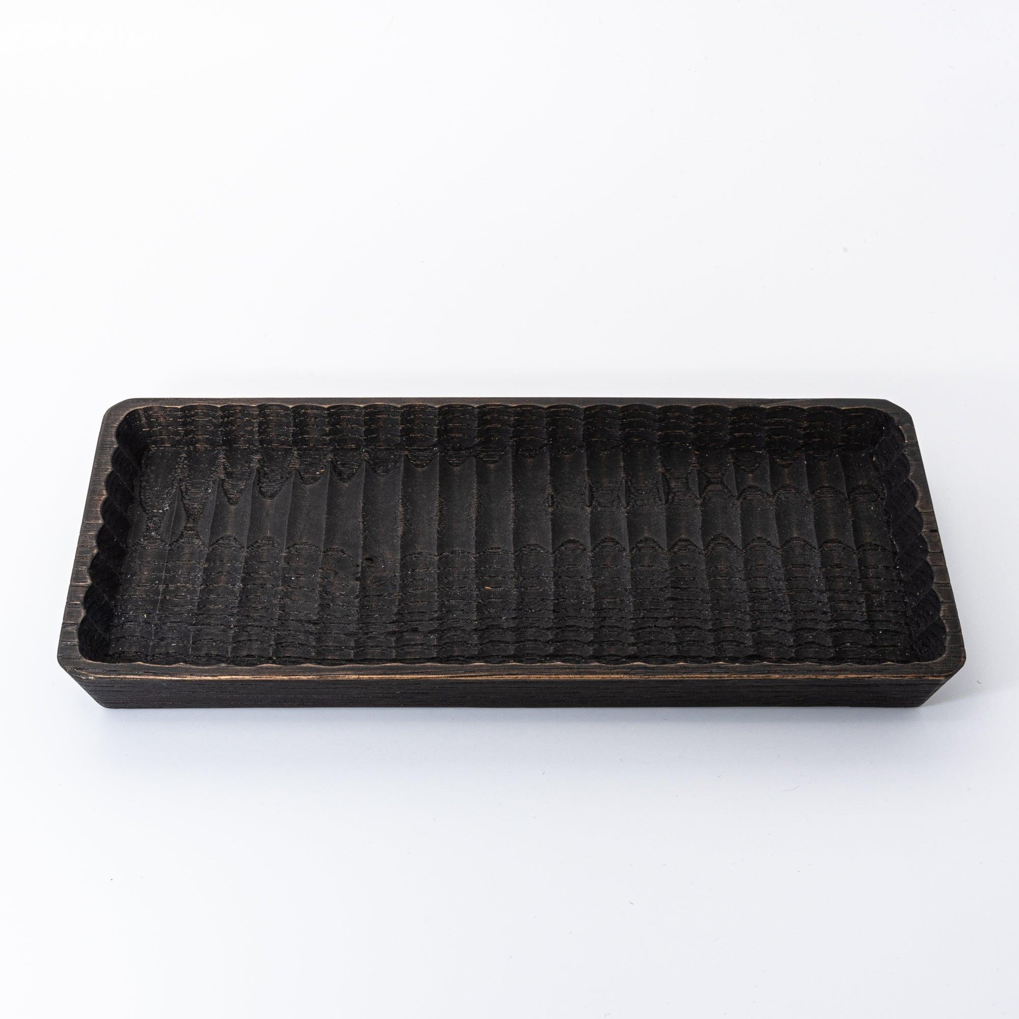 Hand-Carved Slim Wagatabon Japanese Chestnut Pen Tray - Komorebi Stationery